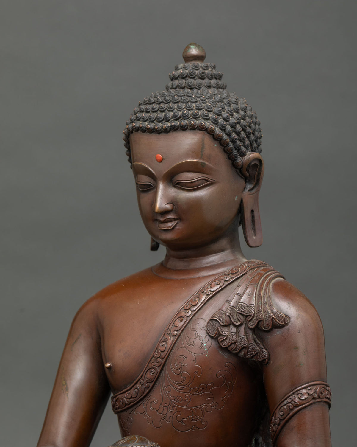 Shakyamuni Buddha Statue Side Close Up, Handcarved Details from Nepal