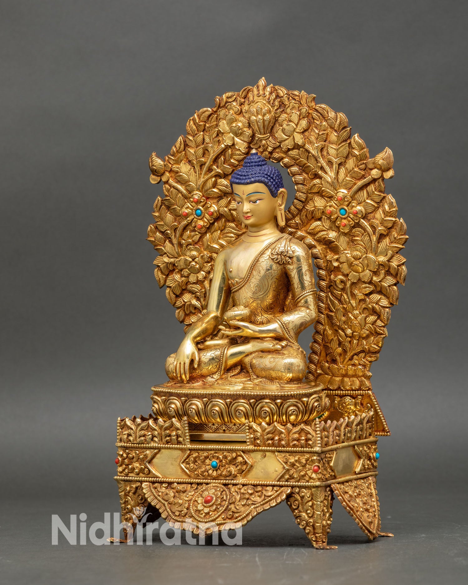shakyamuni-buddha-left-view-handcrafted-fire-gilded-buddhist-statue-nepal