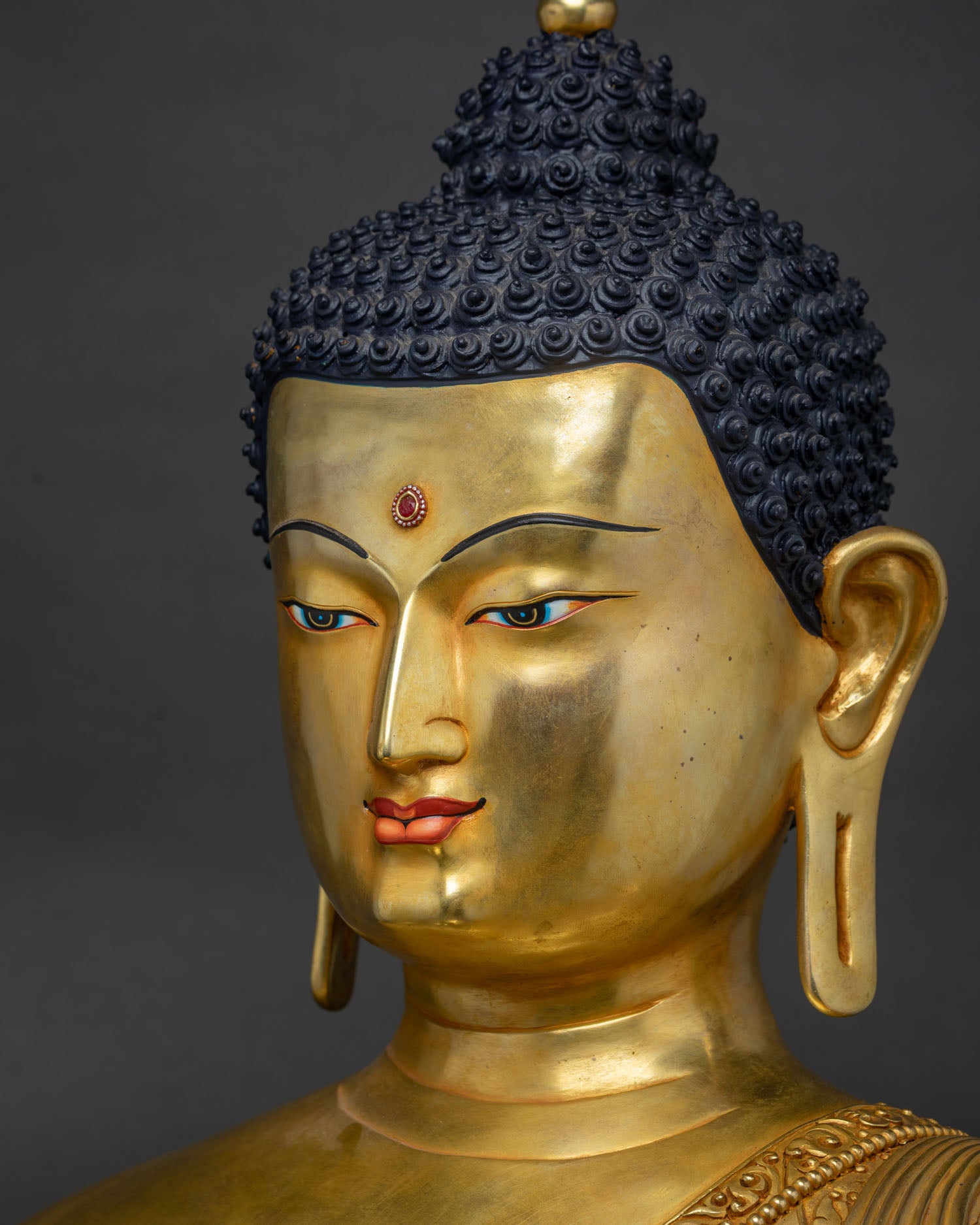 Side Profile Close-Up of Shakyamuni Buddha's Serene Face