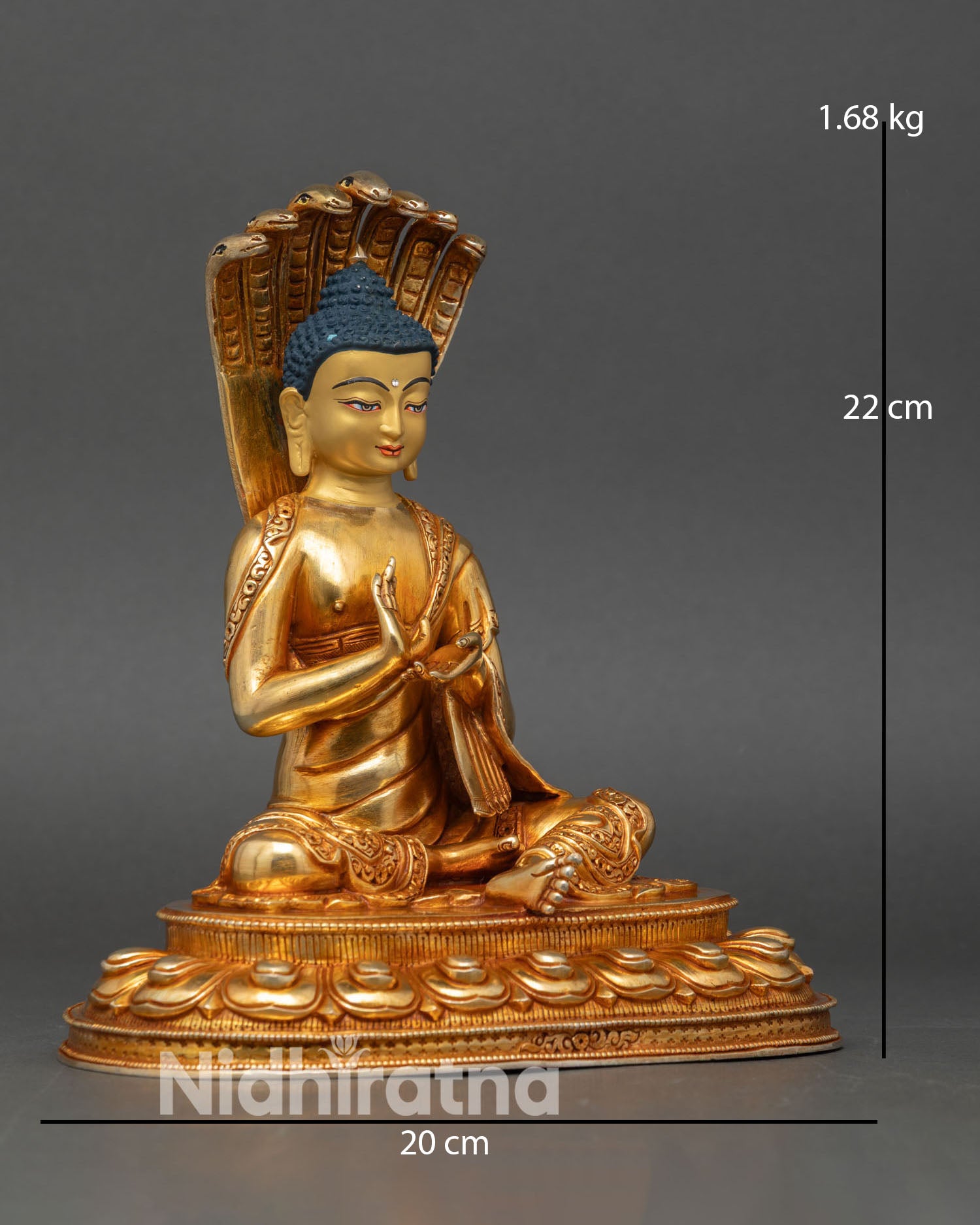 side view handcrafted nagarjuna statue lost wax casting nepal meditation altar spiritual art