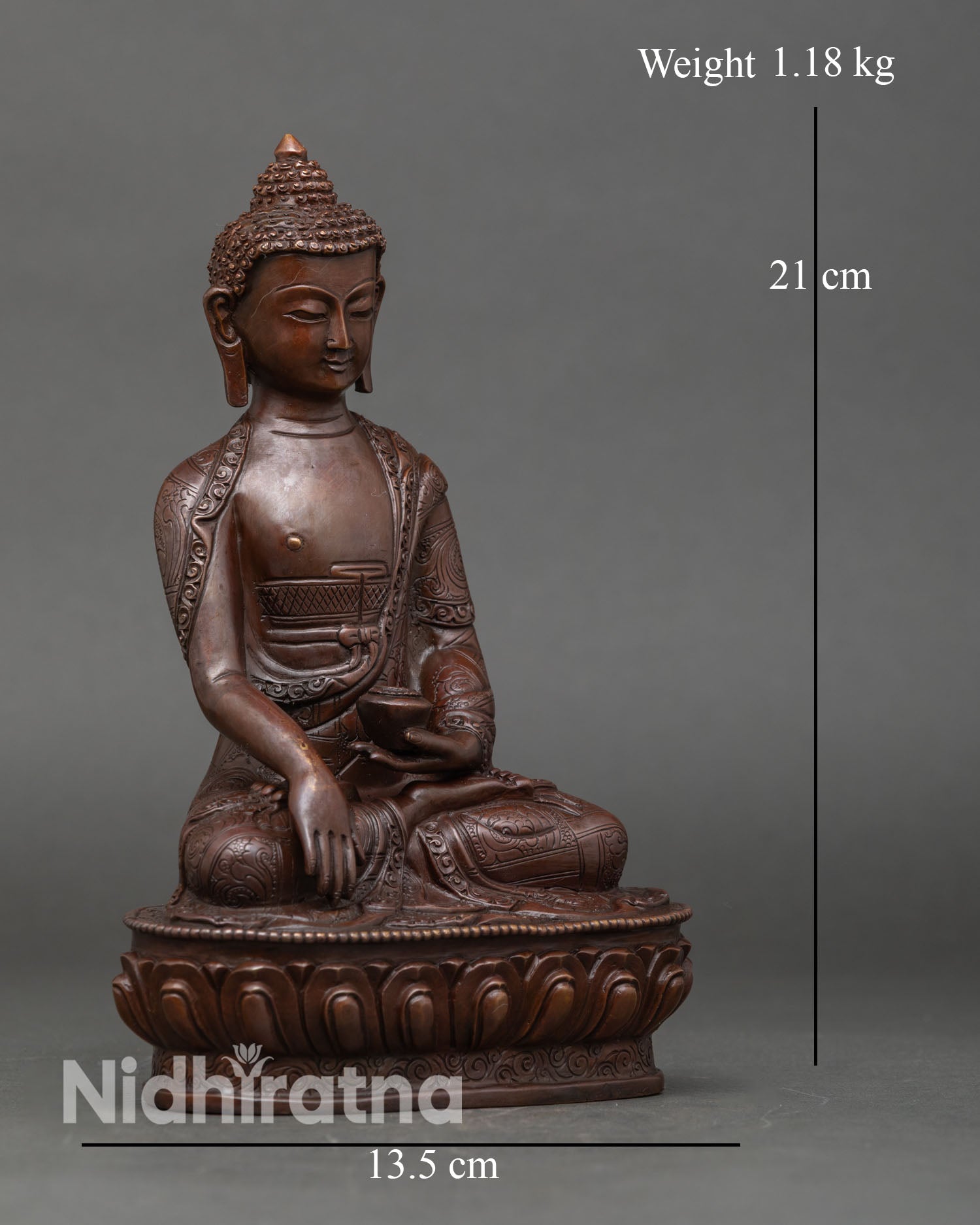 Side view Shakyamuni Buddha statue meditation posture spiritual home decor