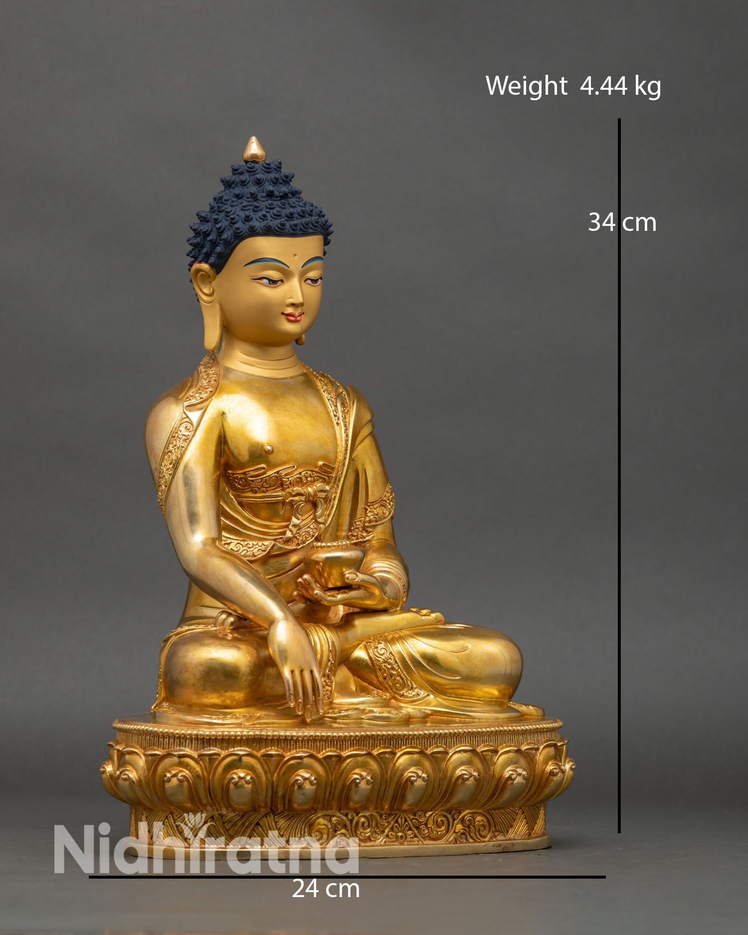 Side view Shakyamuni Buddha statue meditative lotus bhumisparsa mudra altars