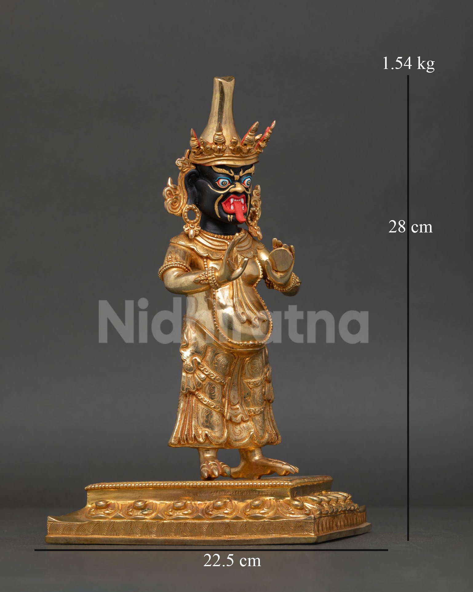 Side View of Zhajilamu Statue, Copper Gold Detailing Himalayan Buddhist Art