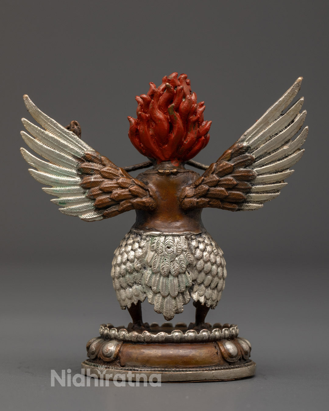 silver-plated Garuda Sculpture – handcrafted spiritual protector for meditation and sacred spaces
