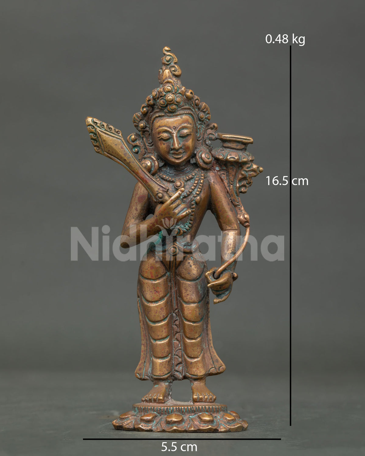 Standing Manjushri statue with flaming sword and utpala lotus from patan nepal.