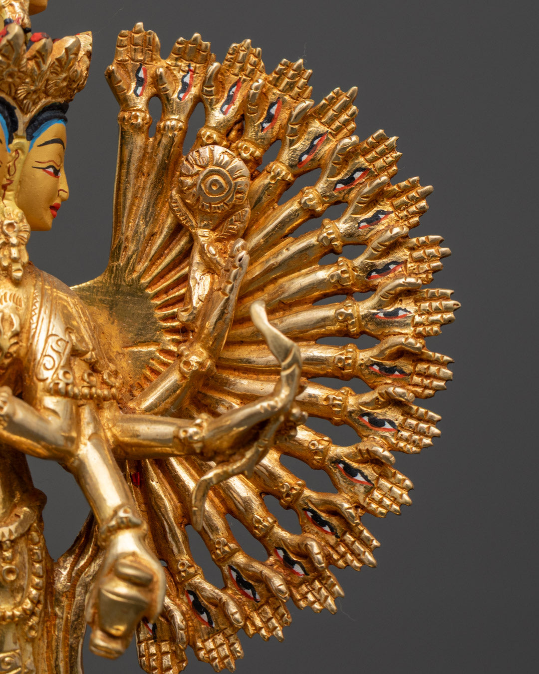 Thousand Arm Chenrezig Statue | Gold-Gilded Copper