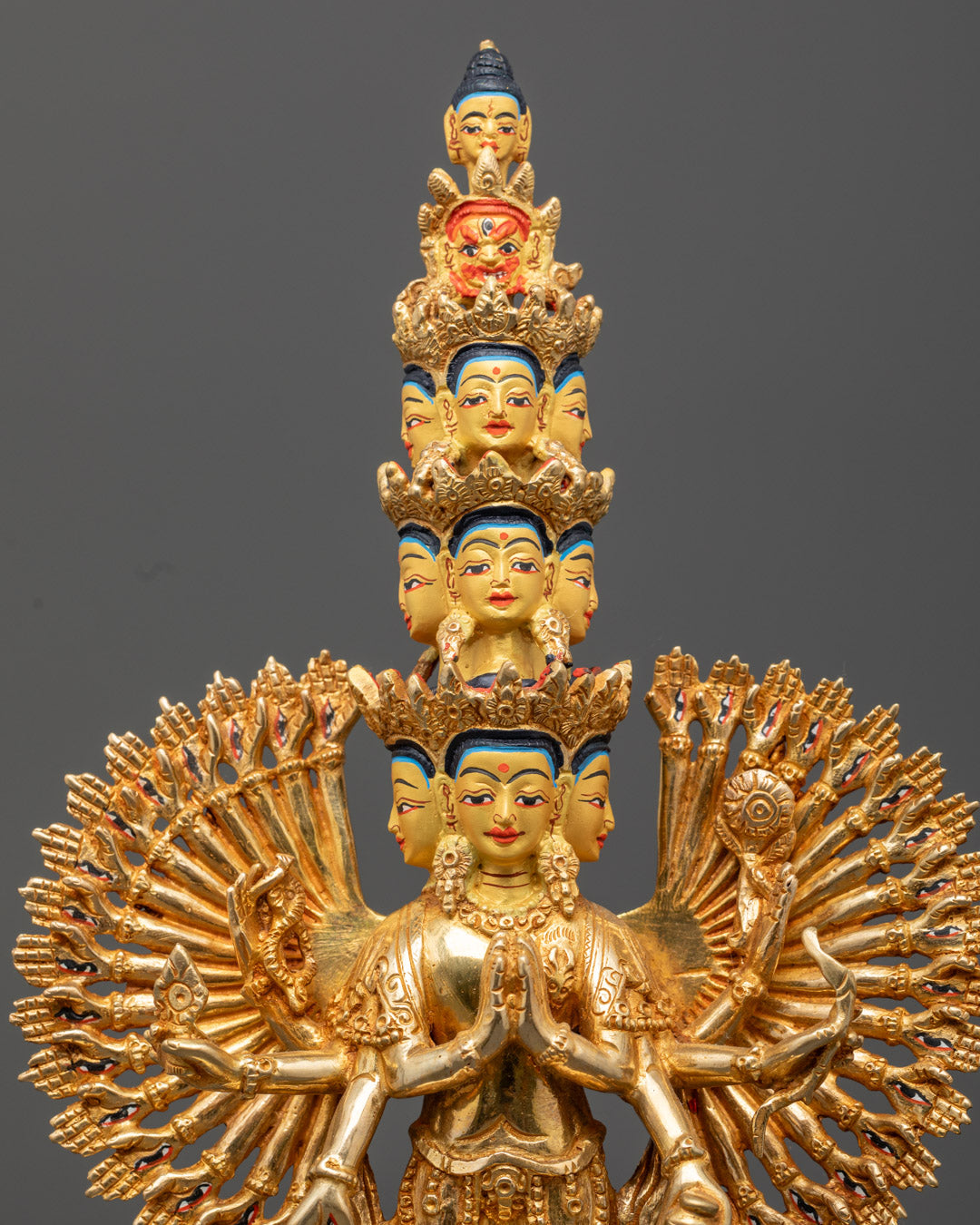 Thousand Arm Chenrezig Statue | Gold-Gilded Copper