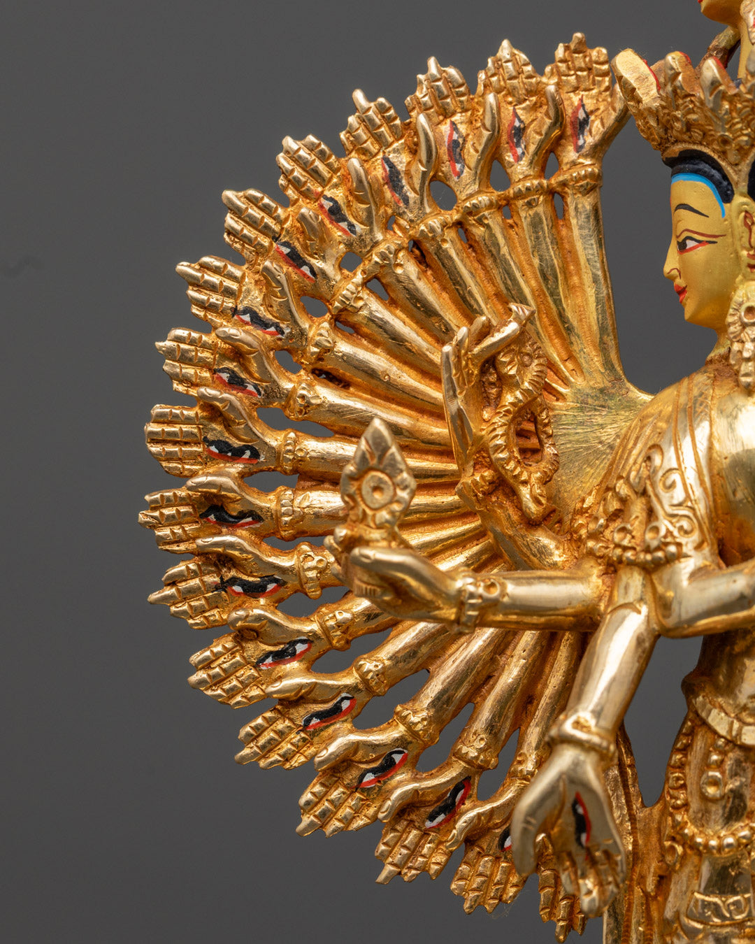 Thousand Arm Chenrezig Statue | Gold-Gilded Copper