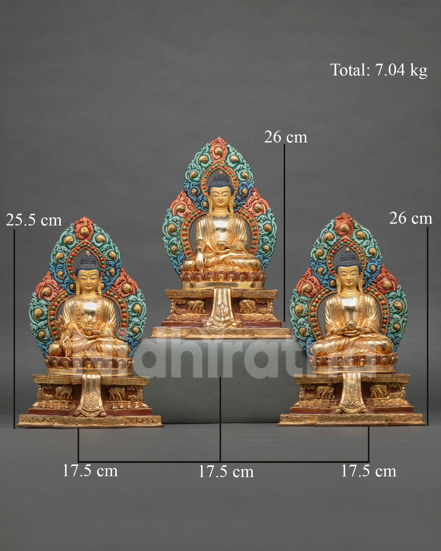 Three Buddha Set Statue | Buddhist Zen-Inspired Altar Art – Nidhiratna