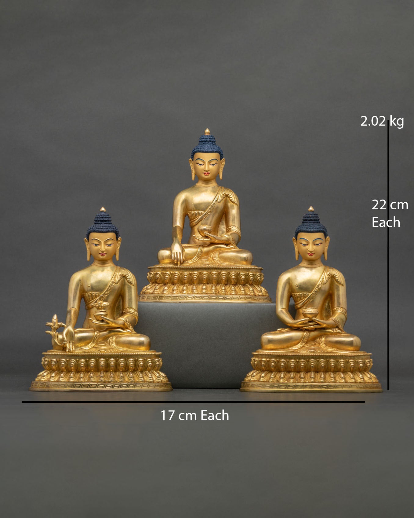 Three Buddha Set – Shakyamuni, Amitabha & Medicine Buddha Trio