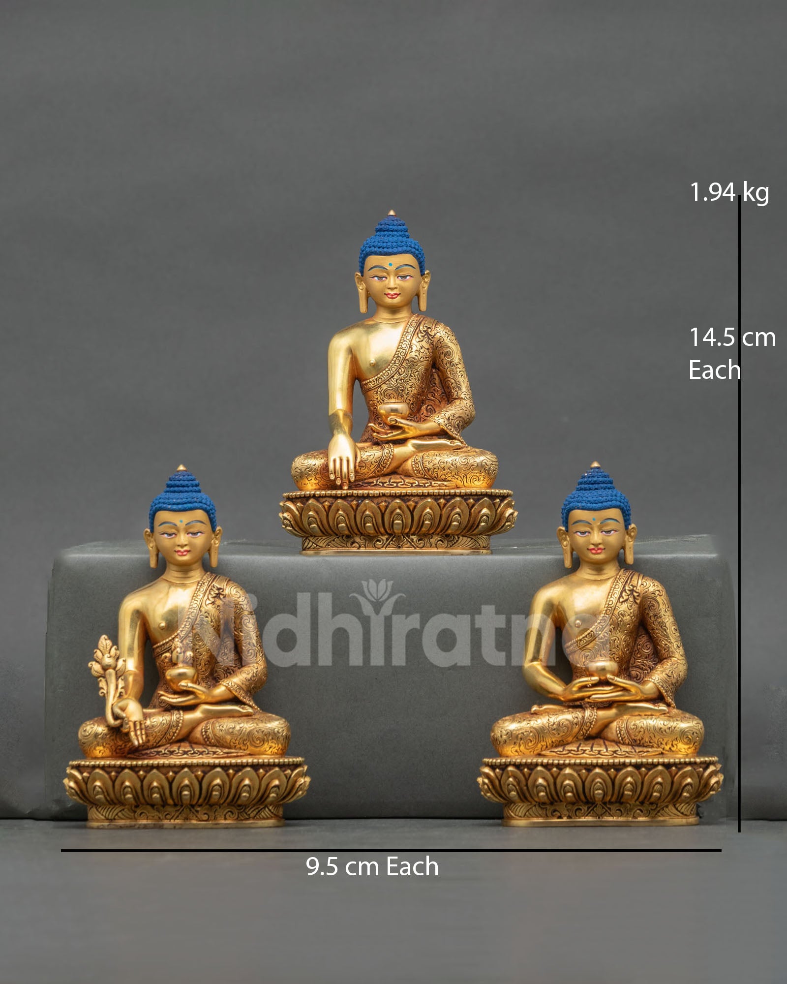 Three Buddha Set Statue | Sacred Buddhist Trio for Spiritual