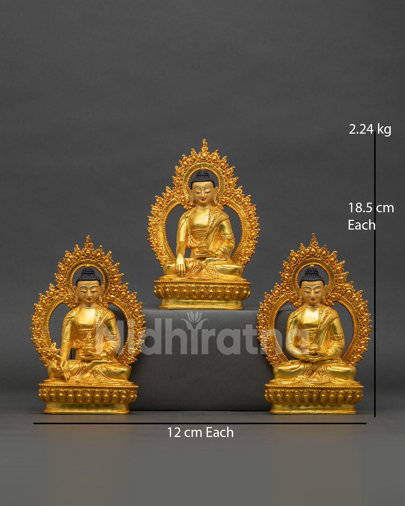 Three Buddha Statue | Exquisite Copper Buddhist Sculpture – Nidhiratna