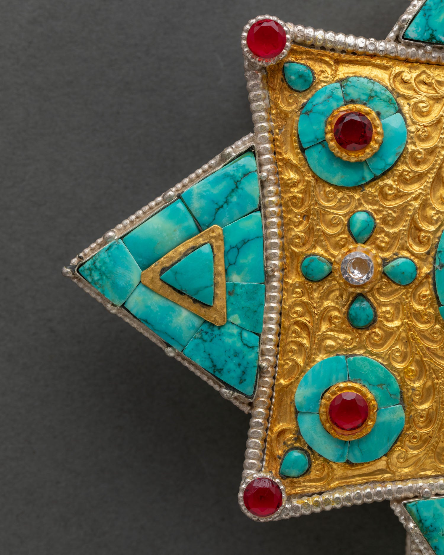 Tibetan Ghau Box with copper metalwork for Buddhist prayer and sacred relics