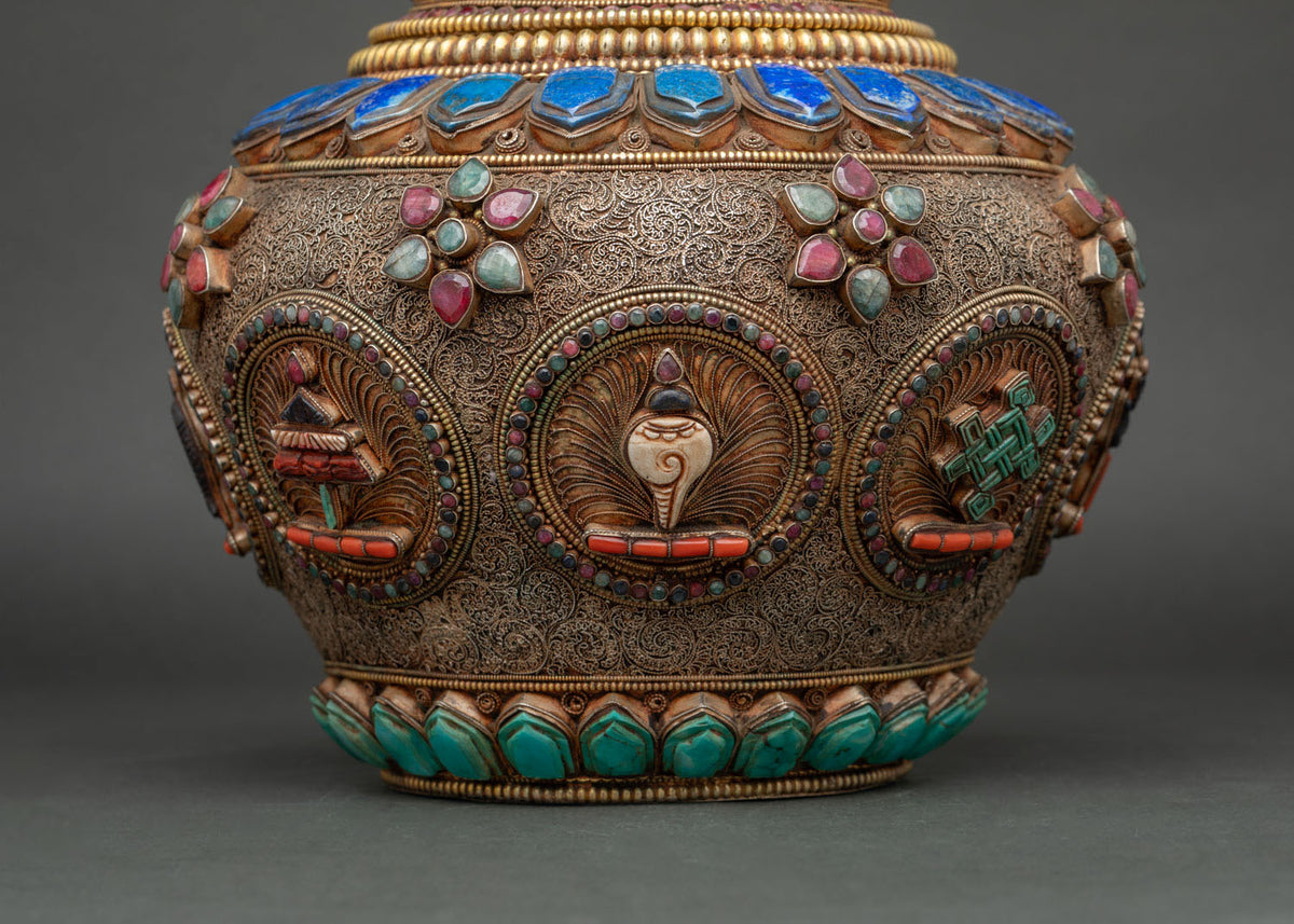 Traditional Buddhist offering rice pot handcrafted by Newari artisans in Patan