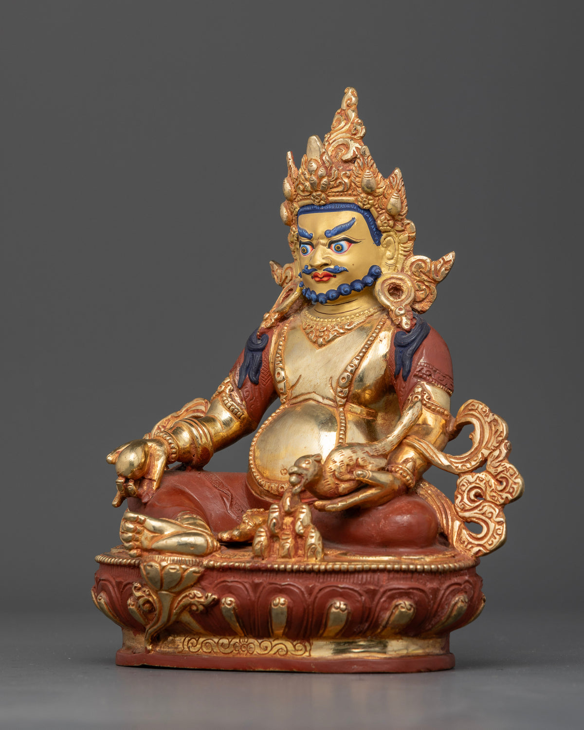 Traditional Dzambhala sculpture from Patan, Nepal symbolizing wealth abundance and generosity