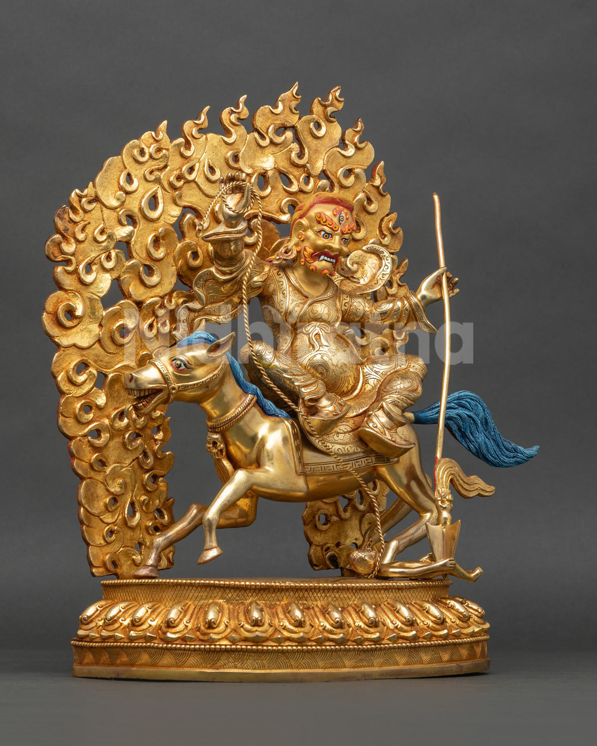 Tsiu Marpo Chimar Statue Right Side View Mounted On Galloping Horse