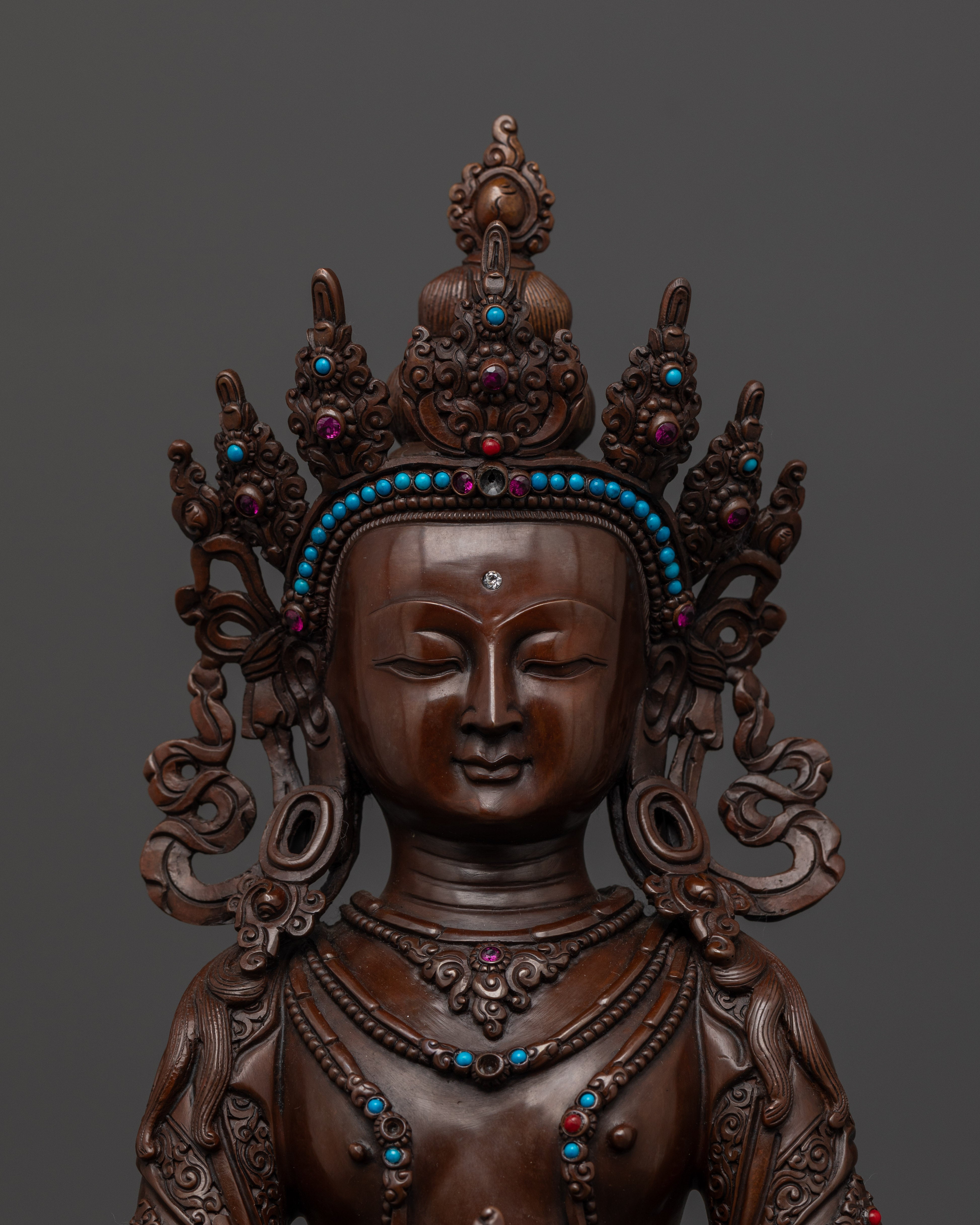 Oxidized Amitayus Statue: Buddha of Infinite Life