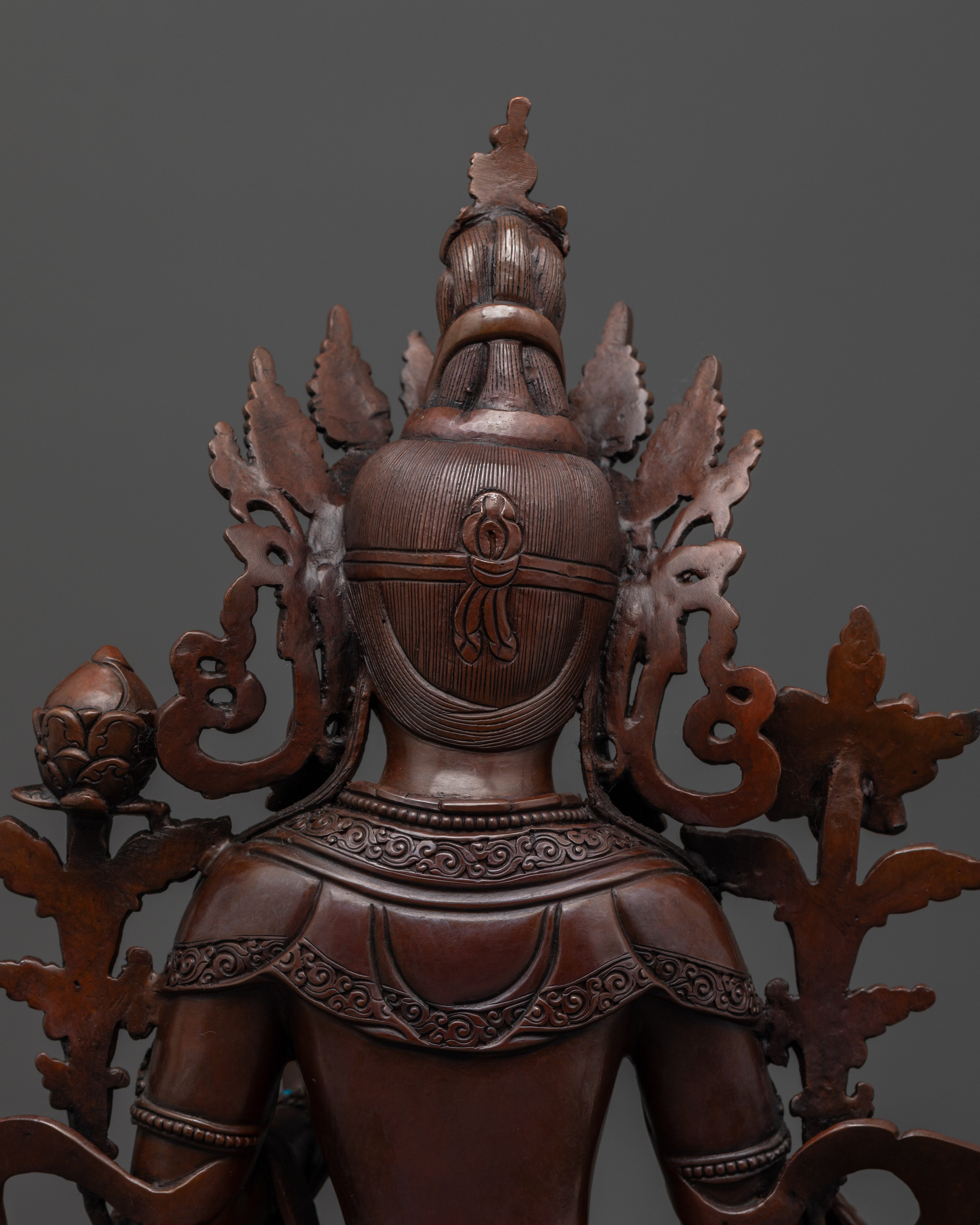 Hand-Painted Oxidized Green Tara Statue