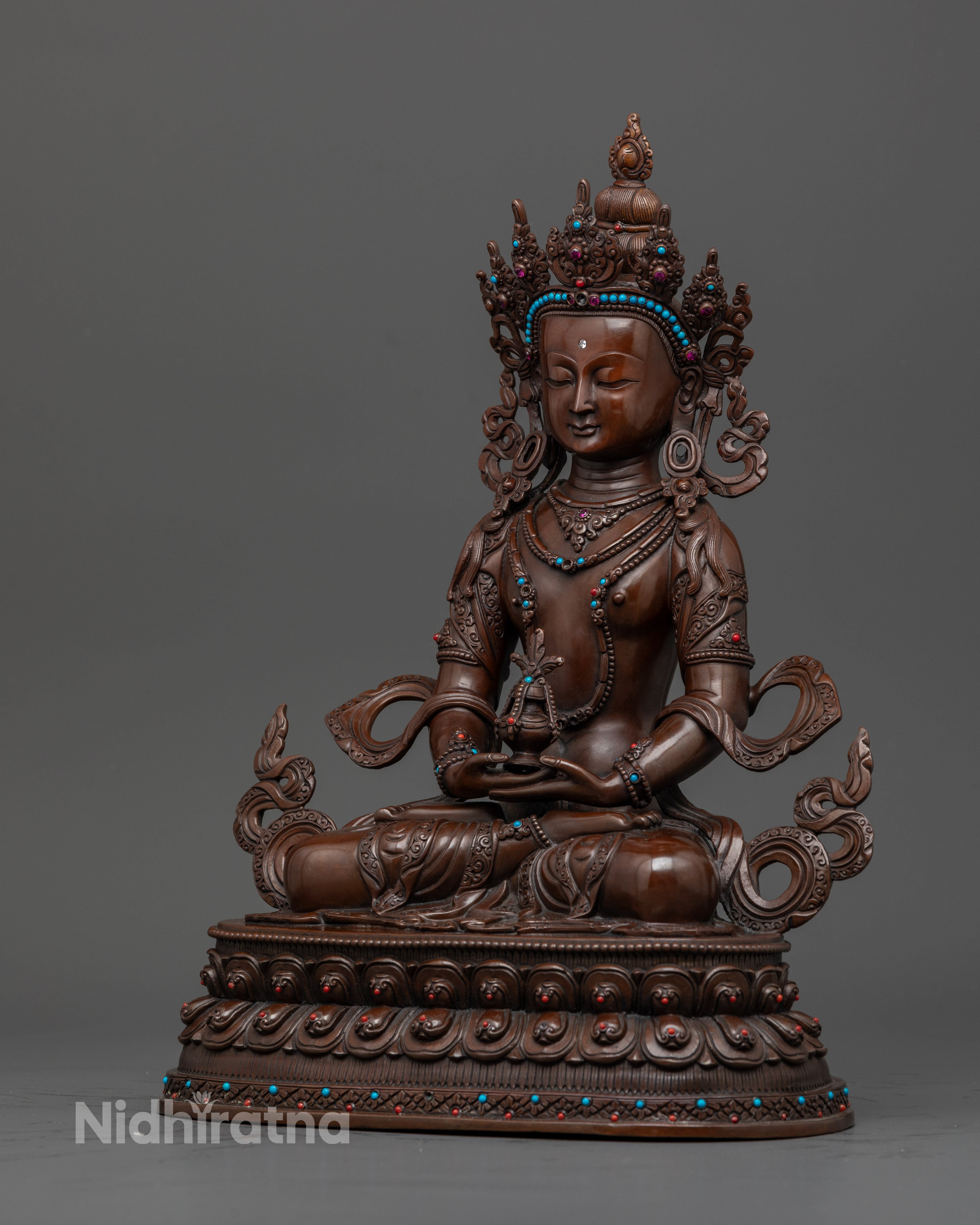 Oxidized Amitayus Statue: Buddha of Infinite Life