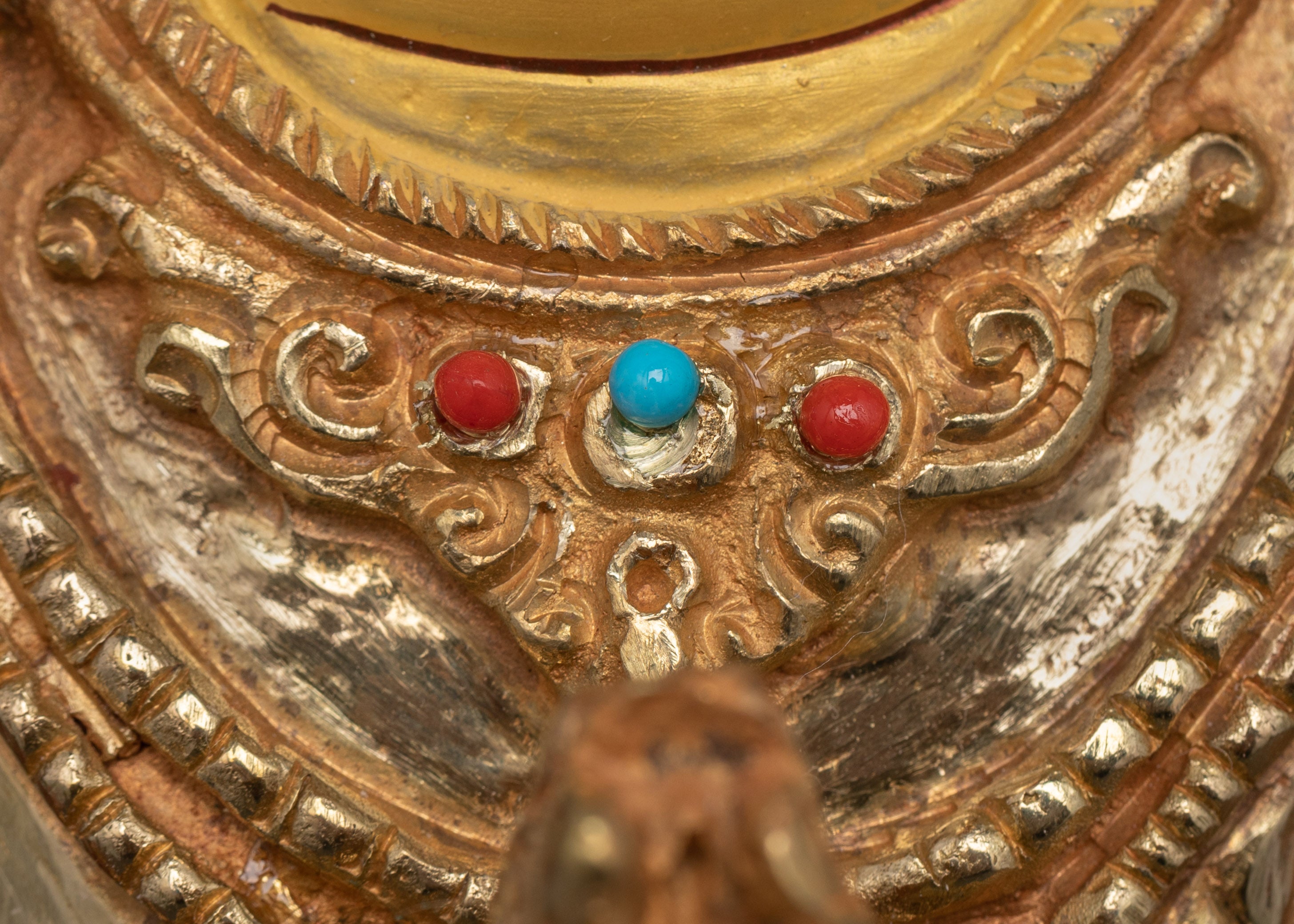 Four-Armed Chenrezig Statue | 24K Gold Gilded and Oxidized Copper