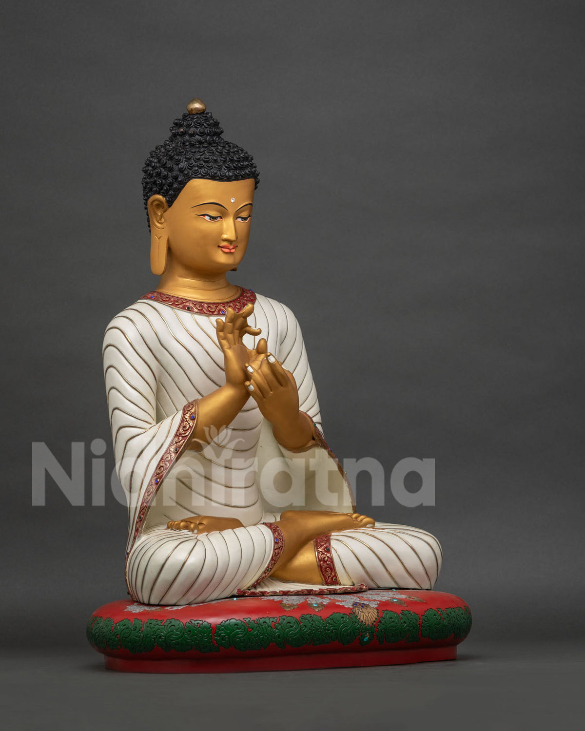 Vairocana Buddha Statue Right Side View | Copper Sculpture with Gold Finish
