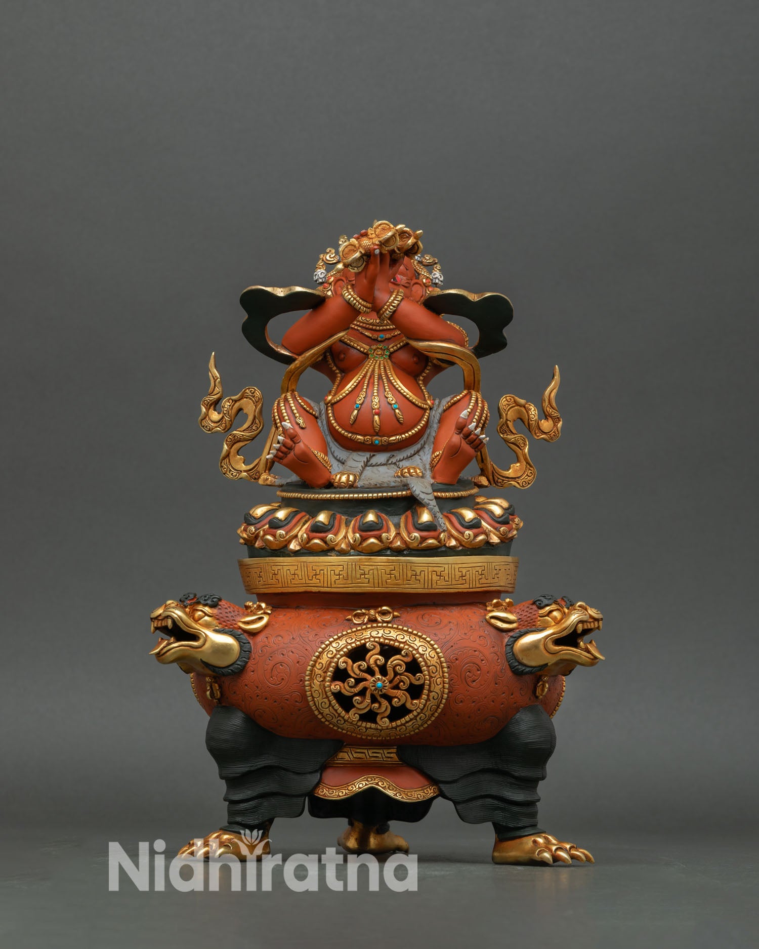 Vajradhaka statue front view copper incense burner Himalayan ritual art Nepal
