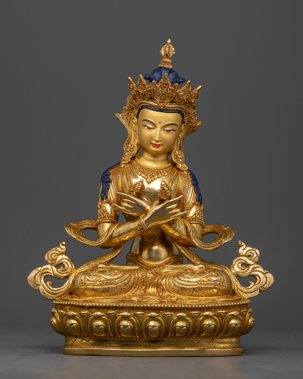Vajradhara Statue copper gold fire gilded Newari art Patan Nepal.