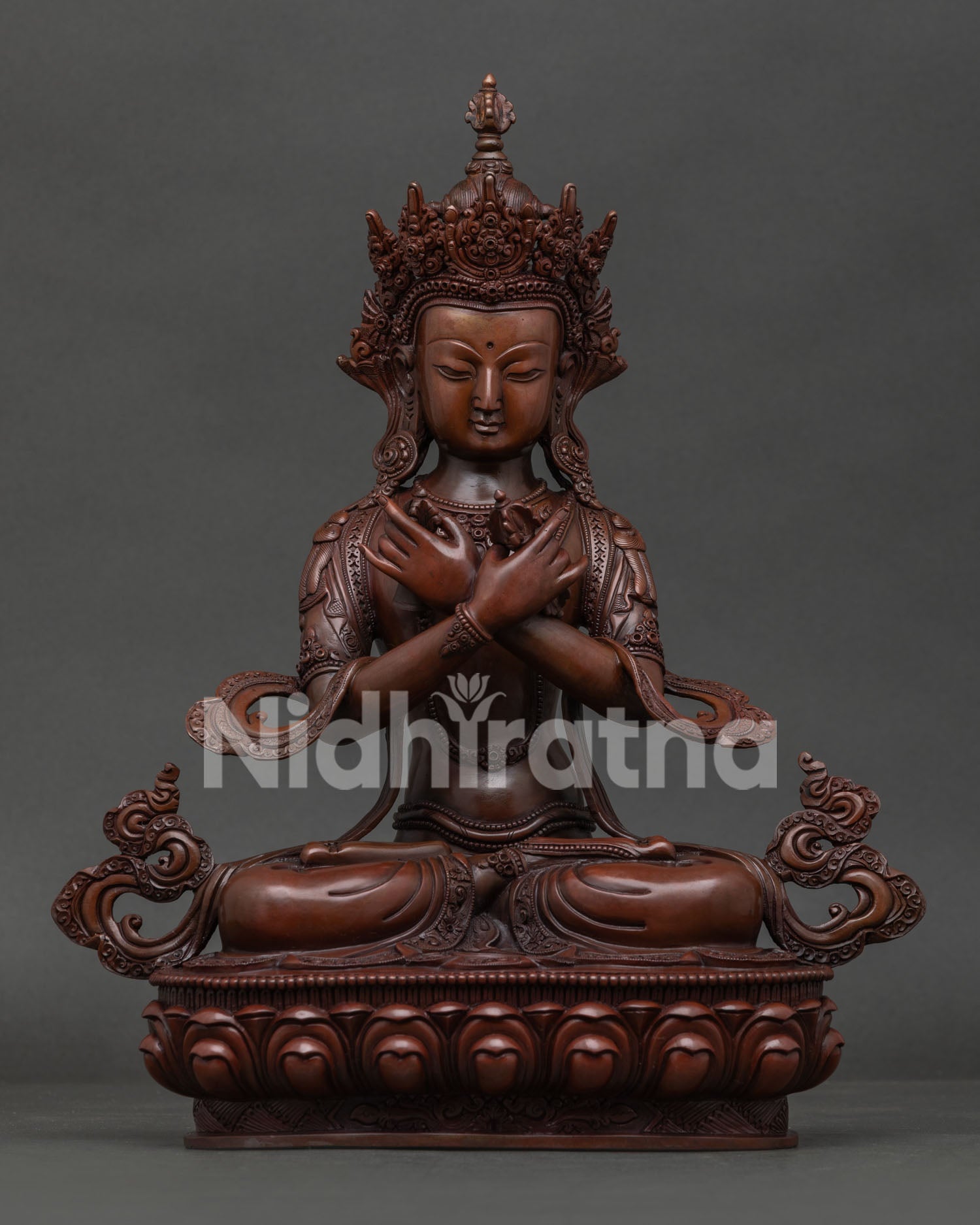 Vajradhara Statue in oxidized copper from Patan, Nepal