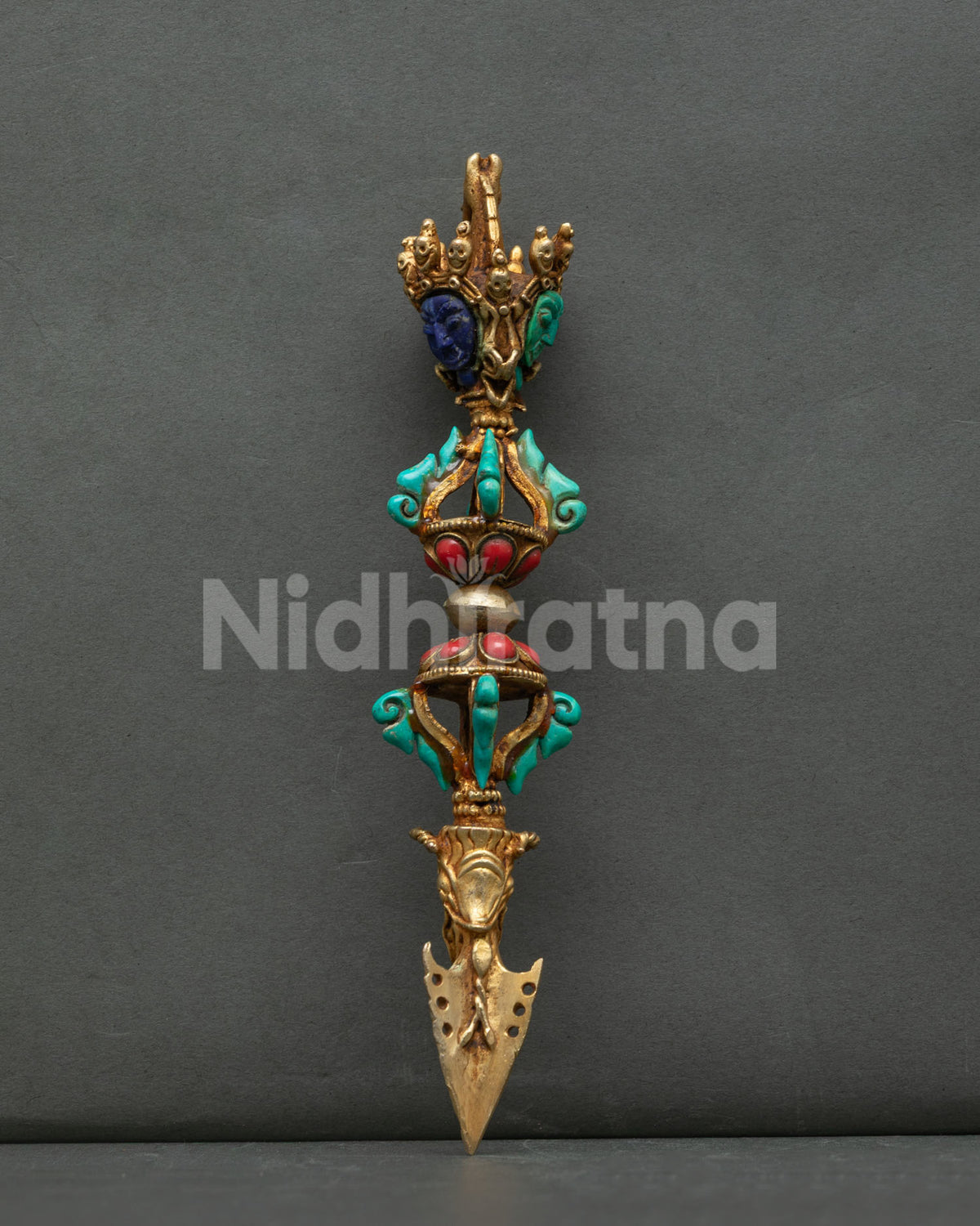 Vajrakilaya Crystal Phurba Three Wrathful Heads Semi Precious Stones Vajrayana Ritual.
