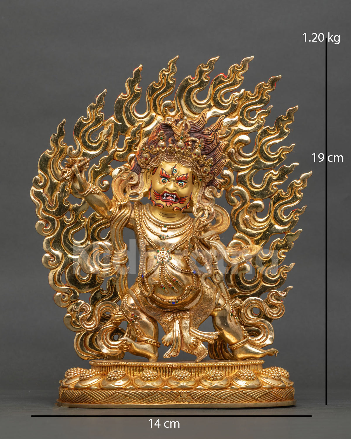 Vajrapani statue handcrafted by newari artist in patan nepal with gold fire gilded copper.