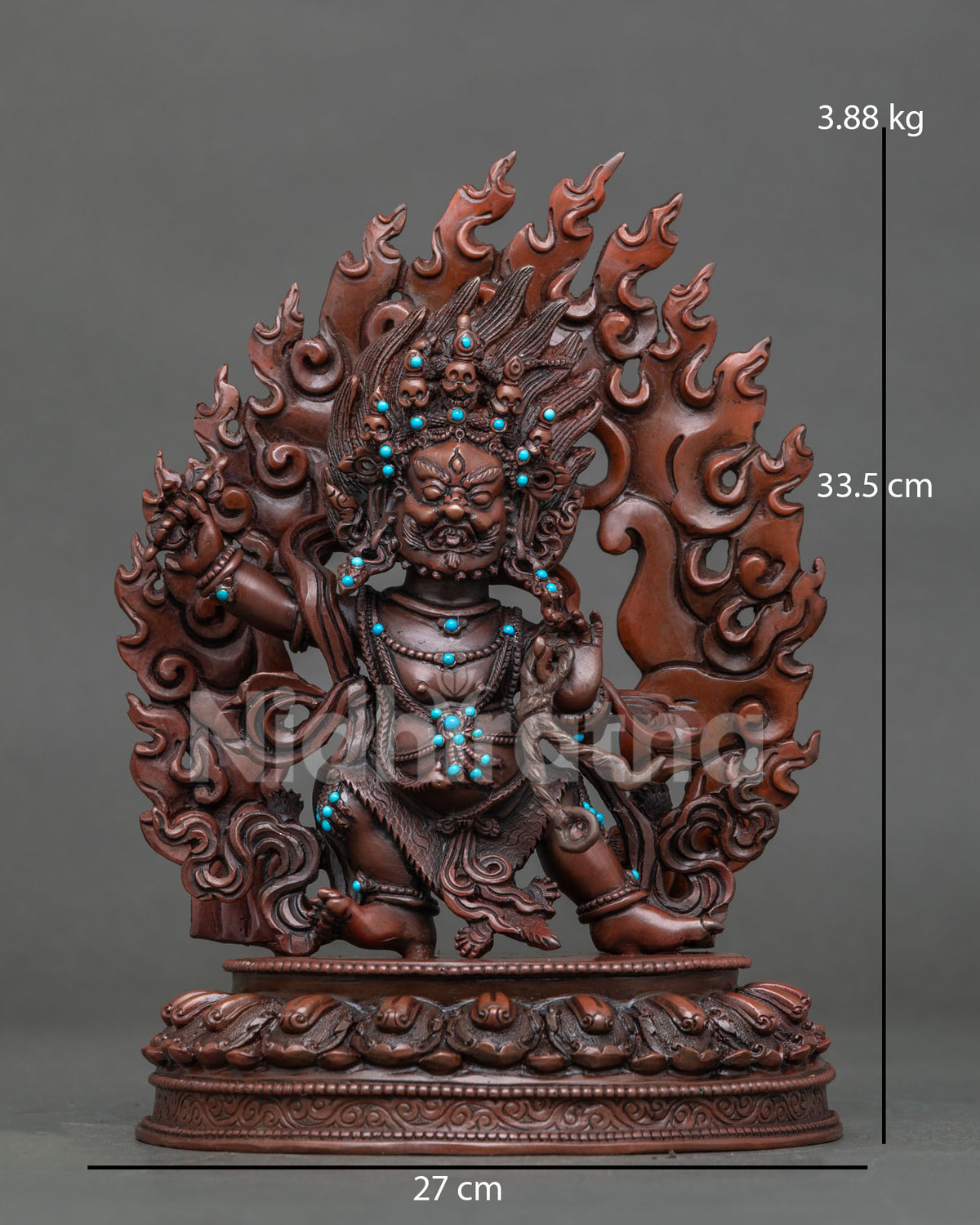Vajrapani statue handcrafted by newari artist in patan nepal with oxidized copper finish.