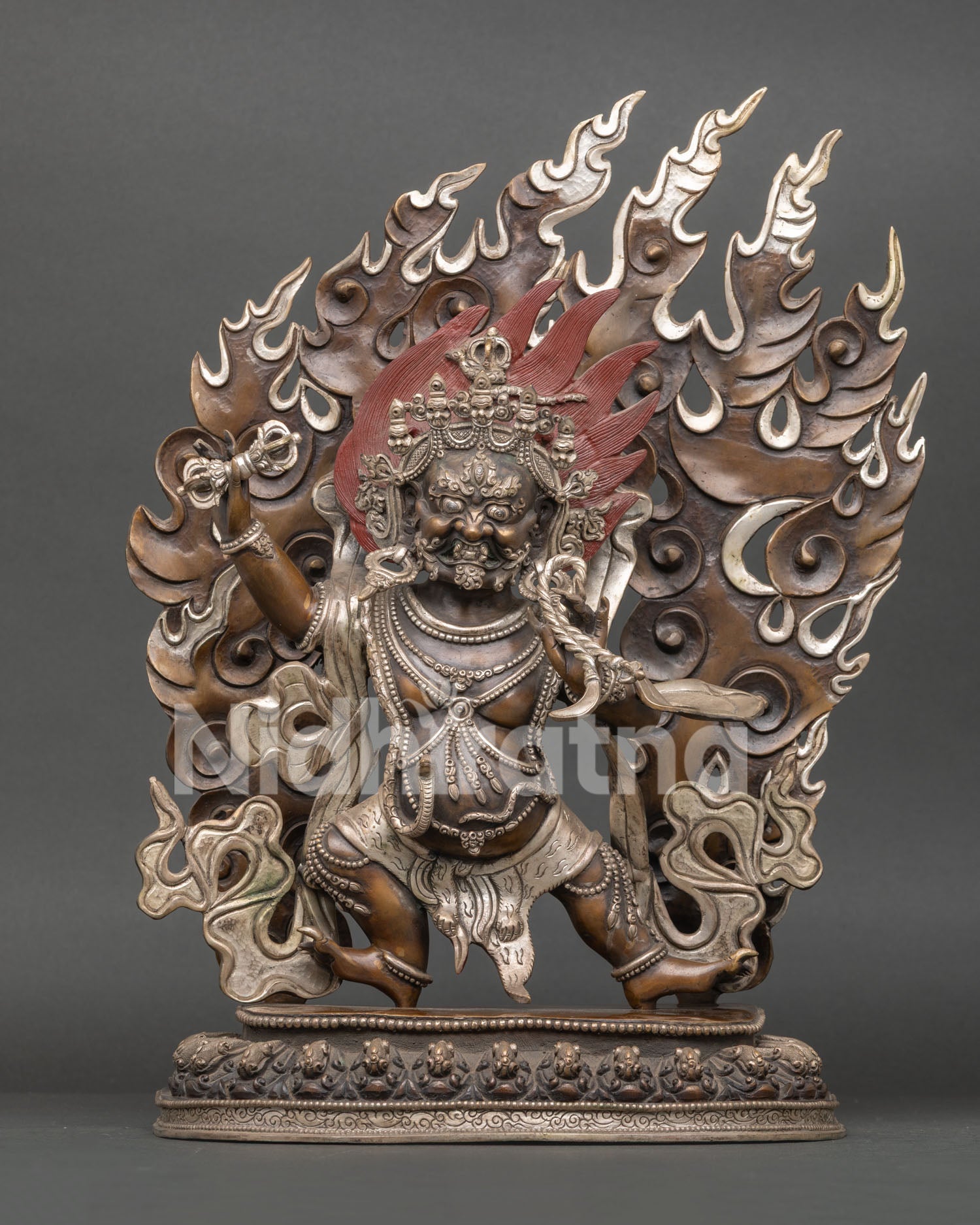 Vajrapani Statue Handmade Nepal Oxidized Copper Buddhist Sculpture