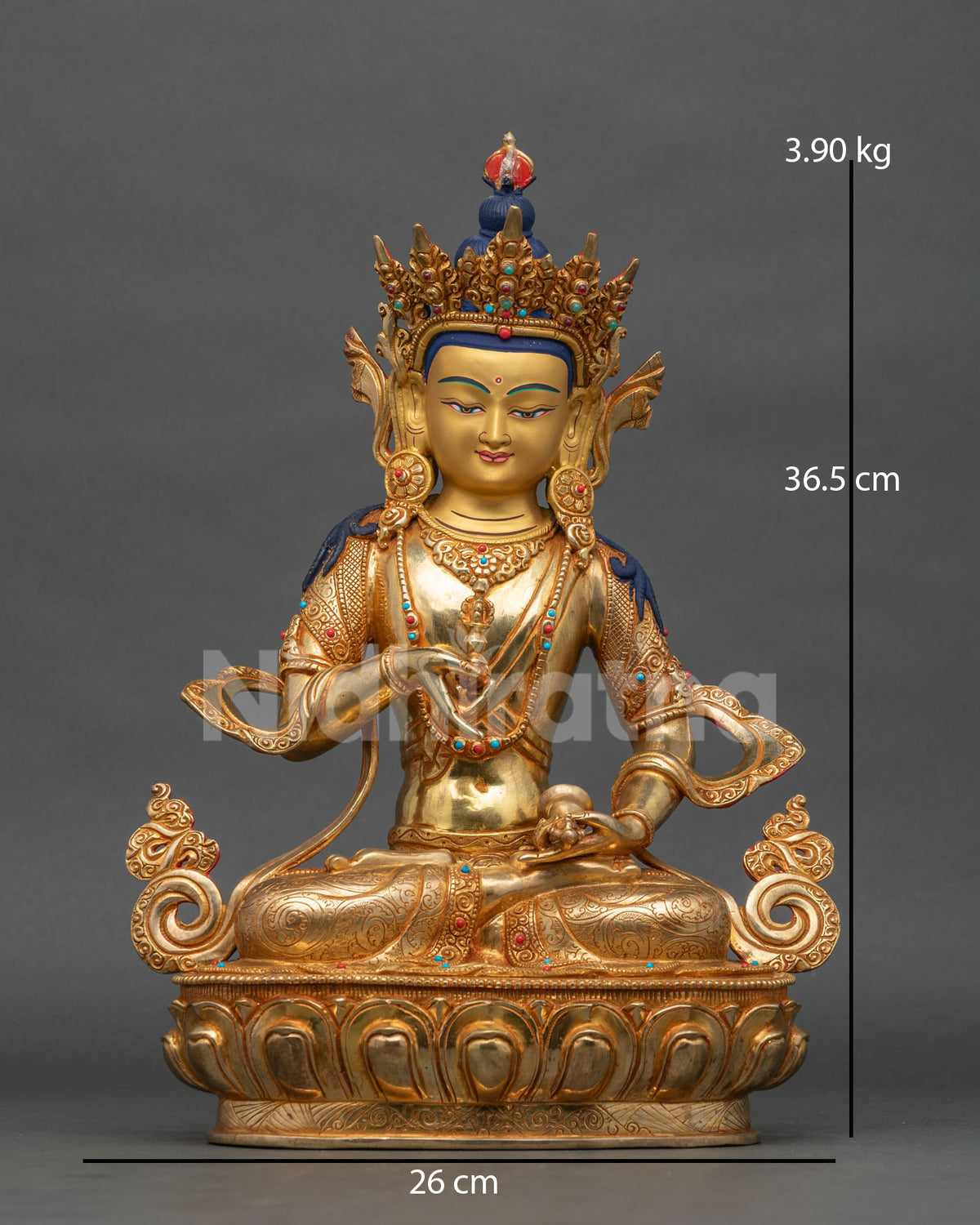 Vajrasattva statue 24K gold fire gilded copper Patan Nepal.