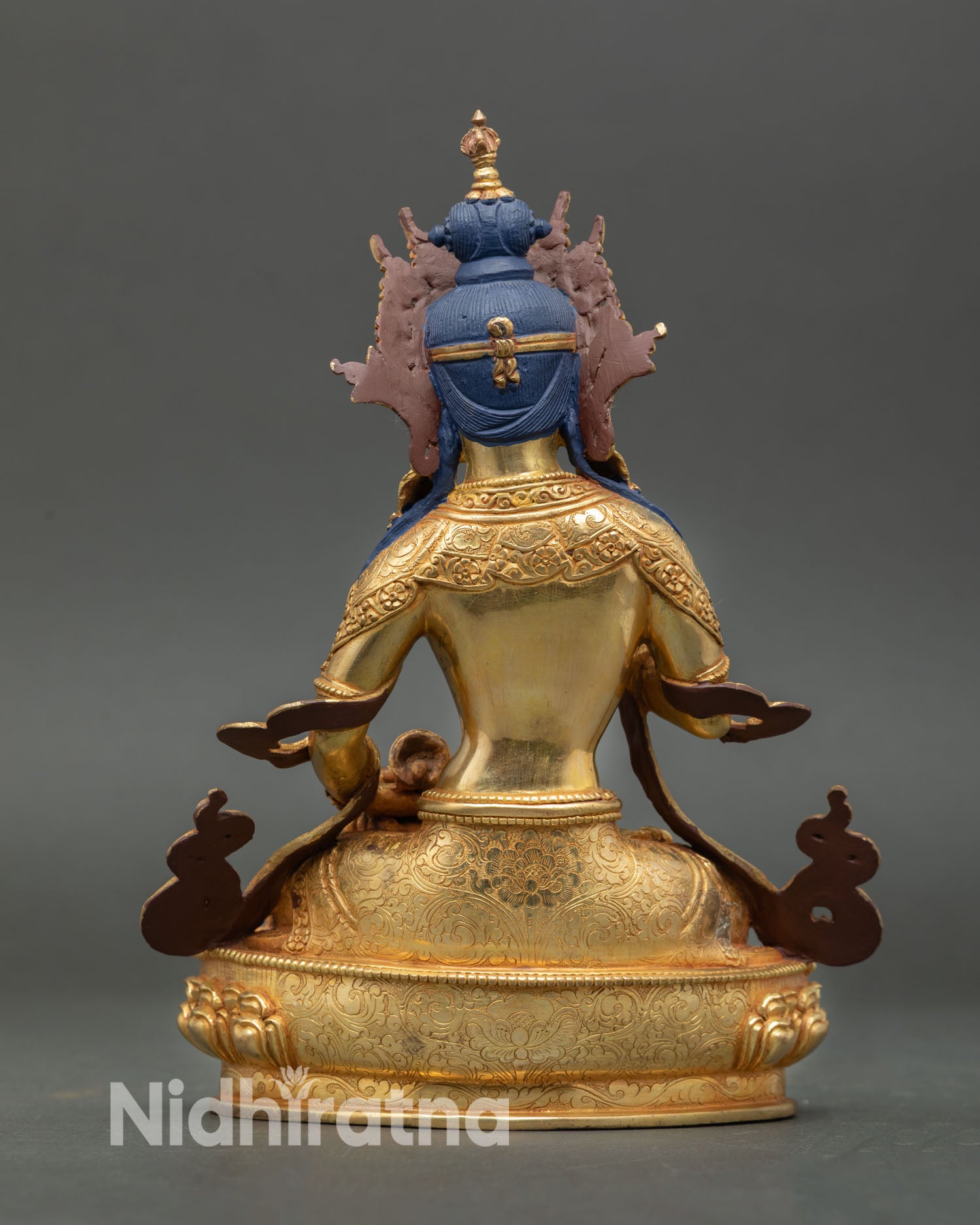 Vajrasattva statue back view, lost wax casting nepal buddhist altar statue sacred ritual art