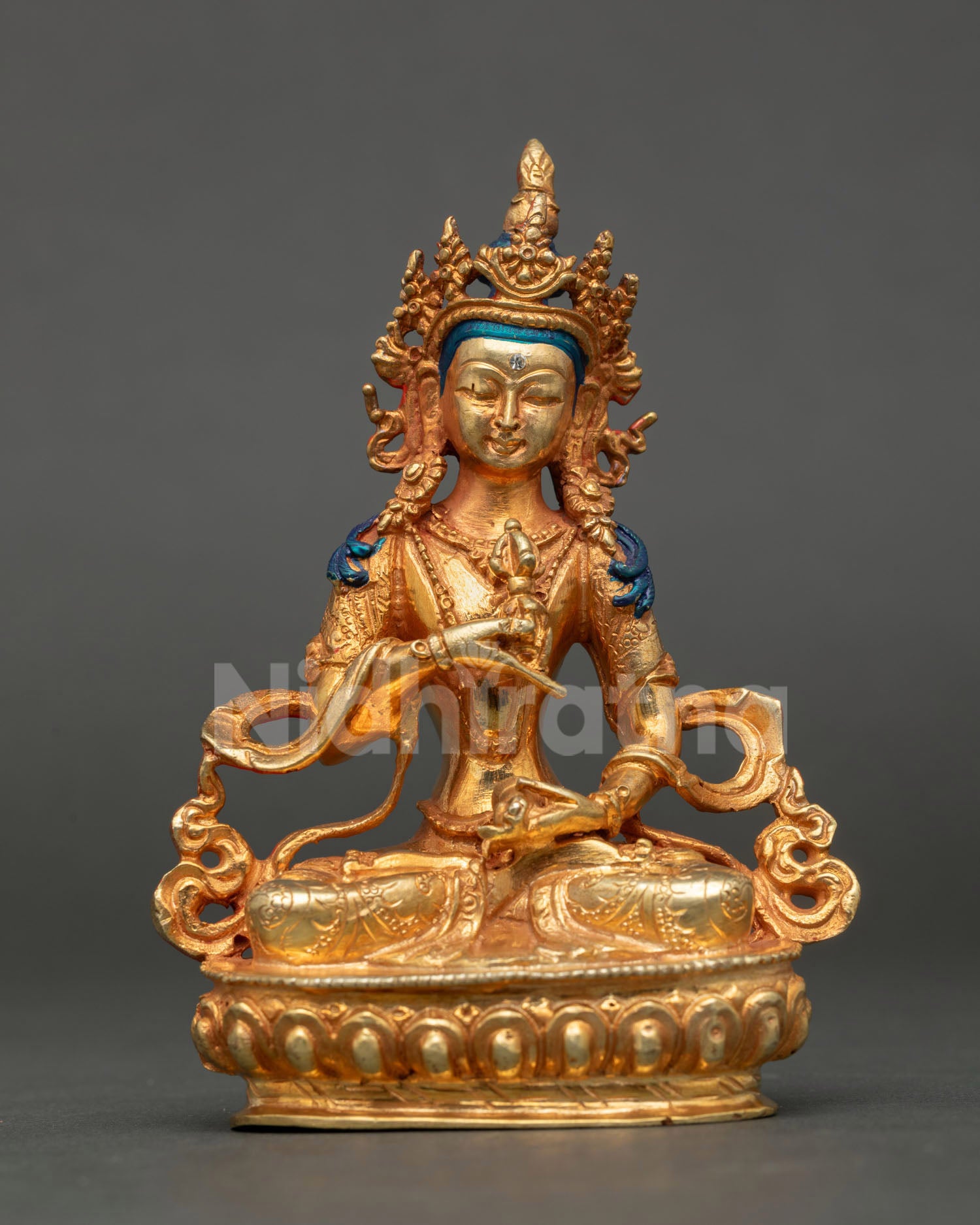 vajrasattva statue front view 24k gold fire gilded buddhist sculpture nepal