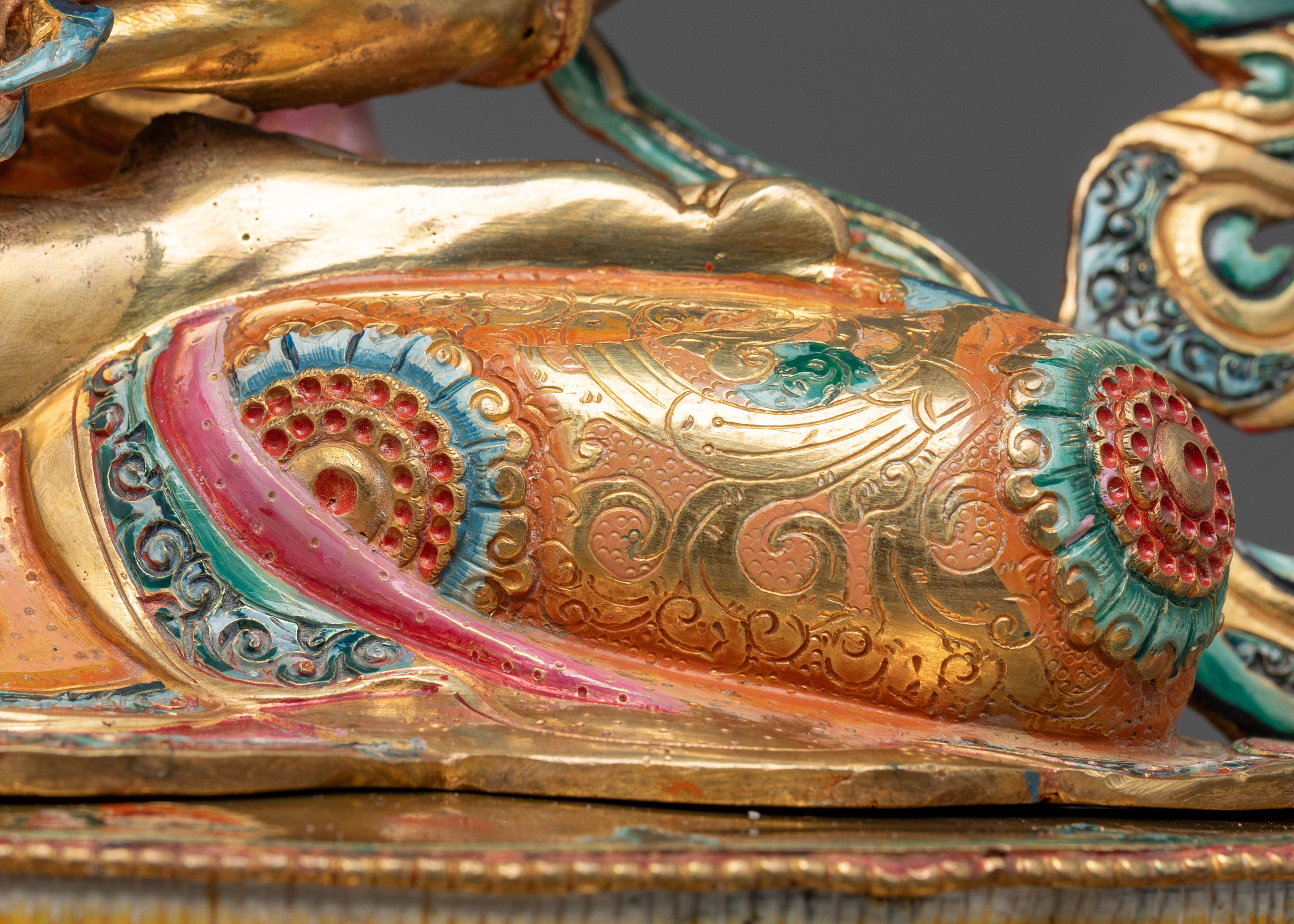 crossed leg of colorful vajrasattva statue