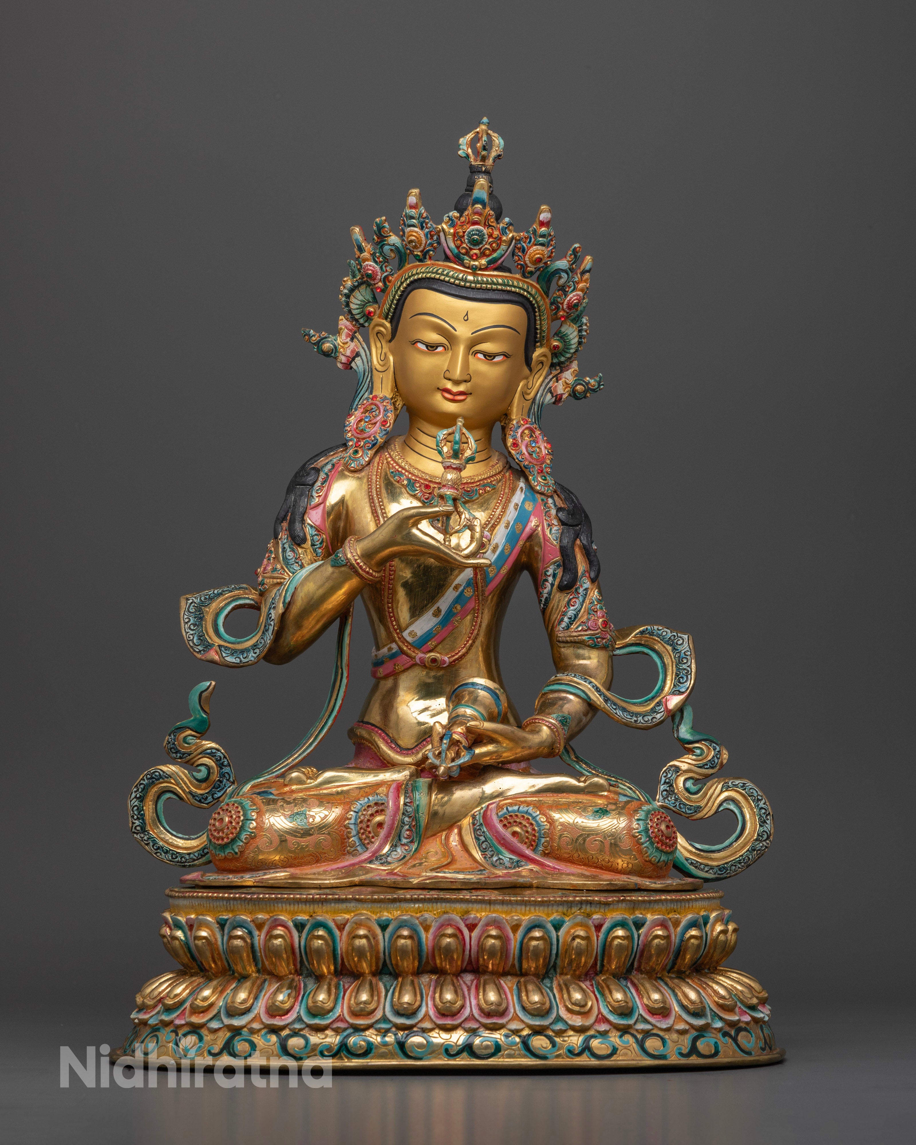 coloful gold plated vajrasattva statue
