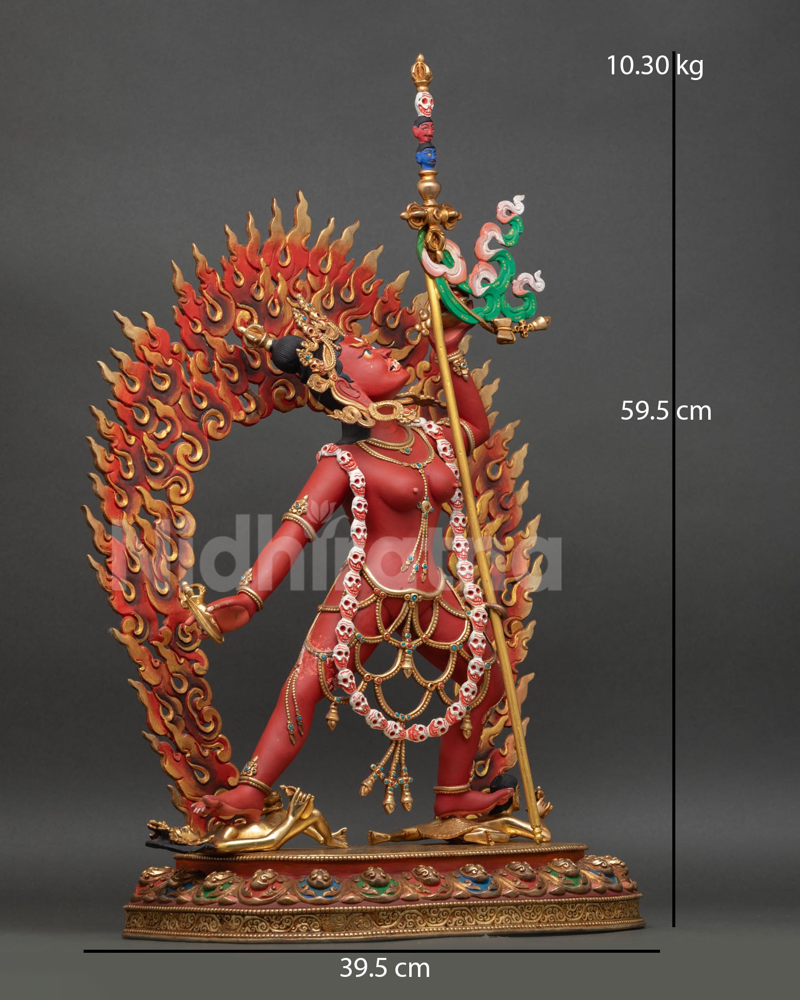 vajrayogini statue right side view flaming halo lotus base copper 10.3kg sculpture