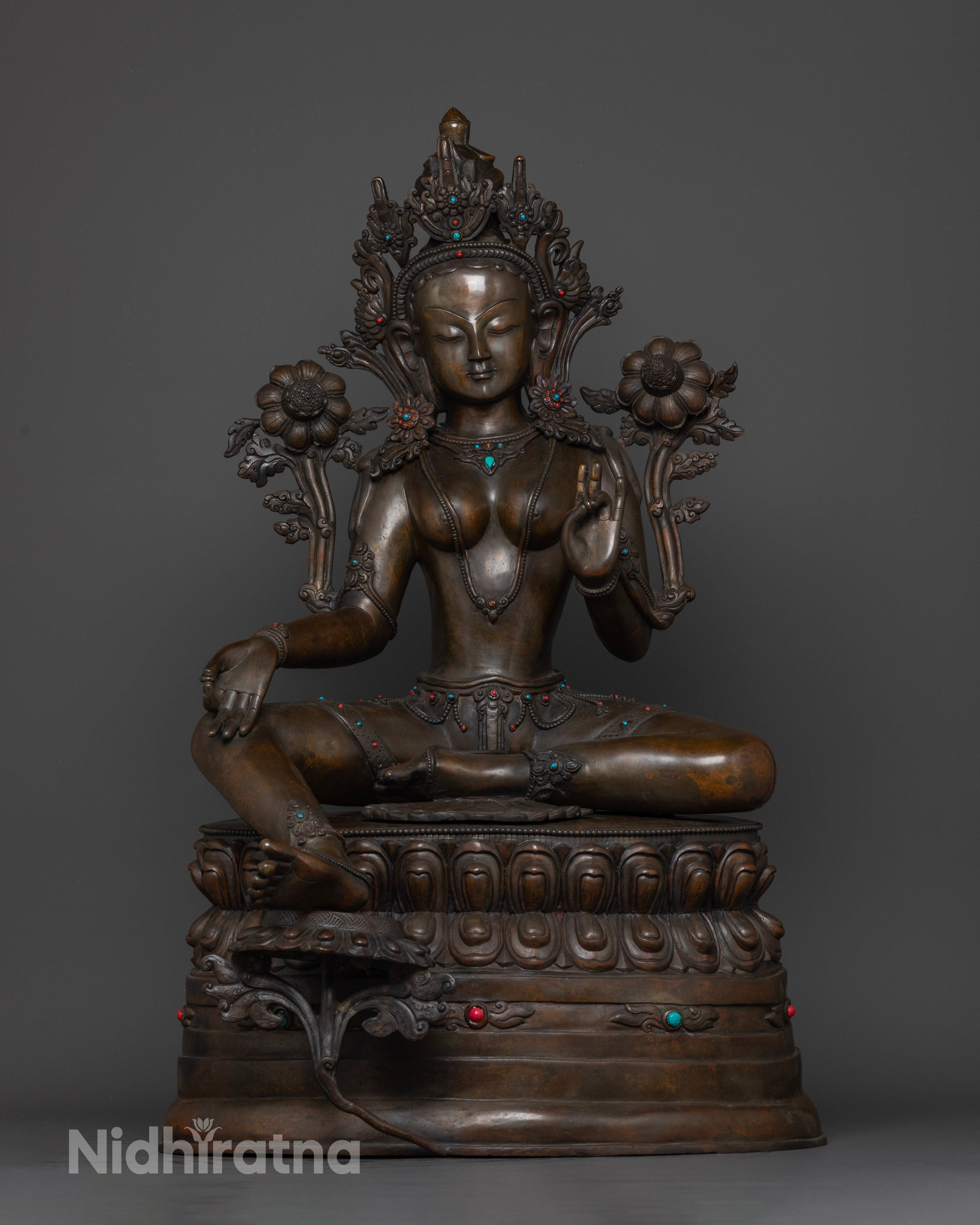 Oxidized Green Tara Sculpture for Spiritual Connection