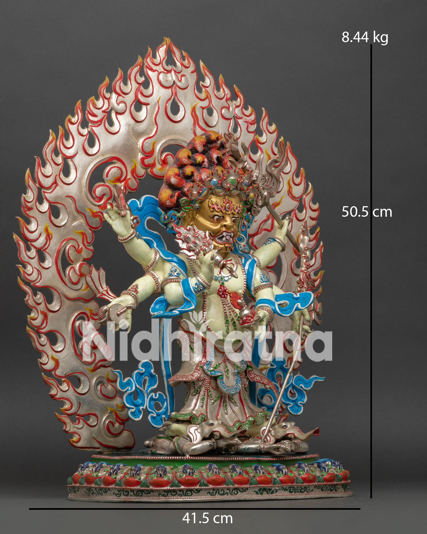 White Mahakala Copper Statue β 50.5cm height, 41.5cm width, handcrafted Nepal