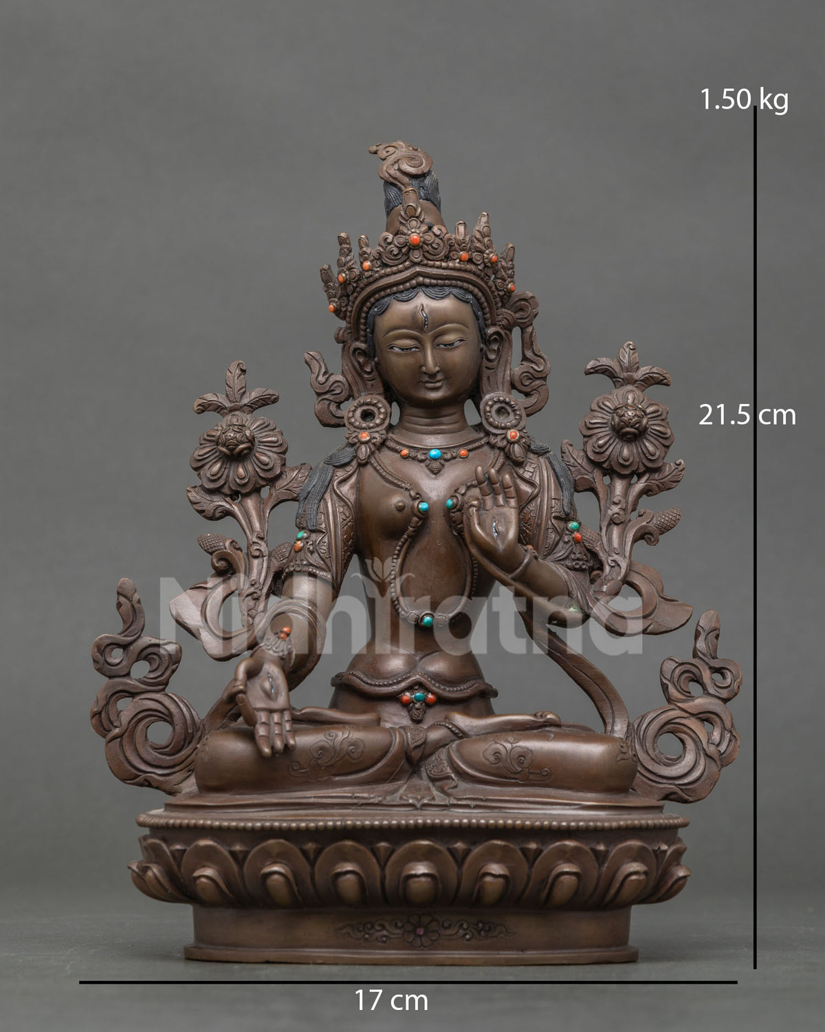 White Tara statue chemically oxidized copper patan nepal.