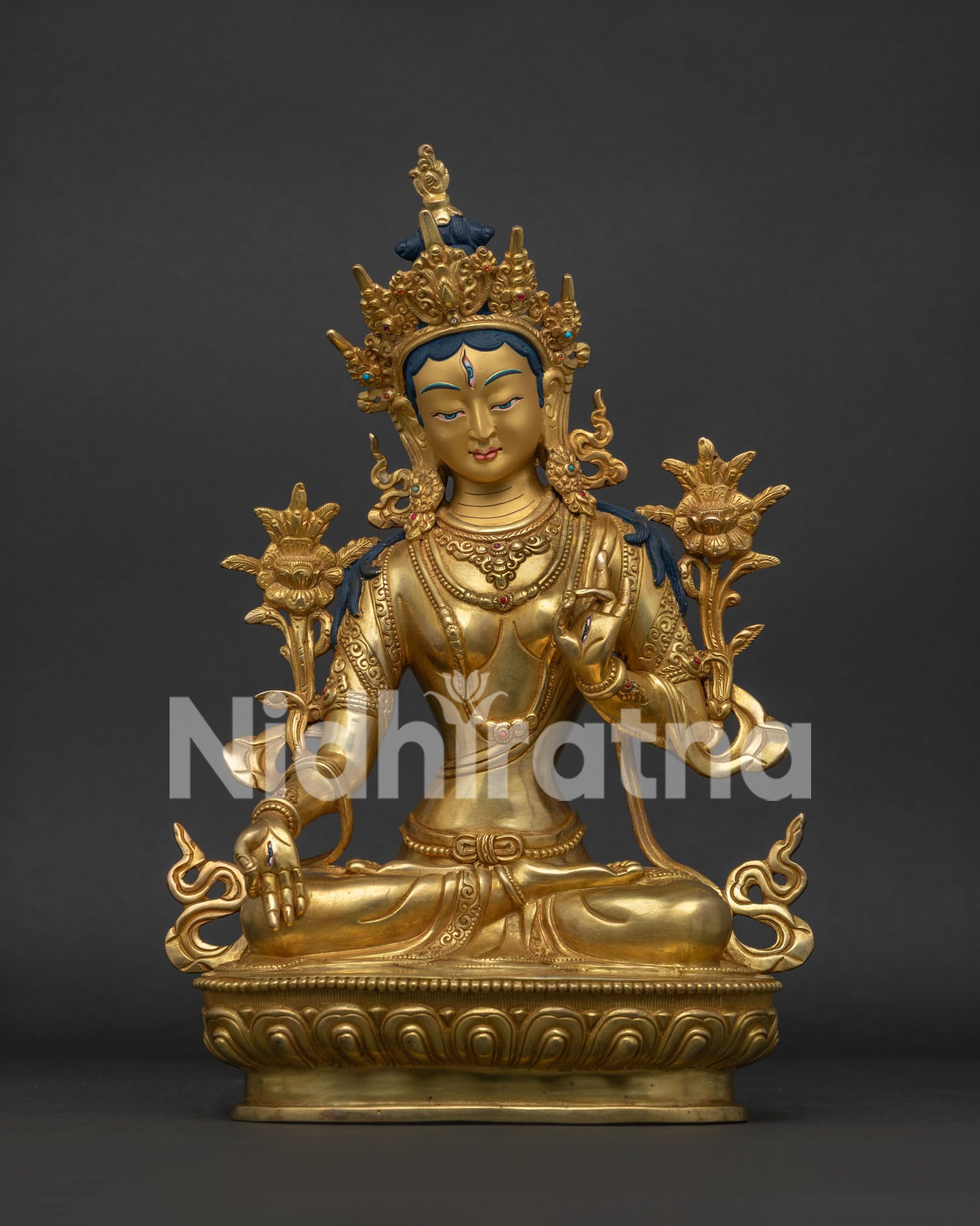 White Tara Statue front view handcrafted Nepalese Buddhist sculpture