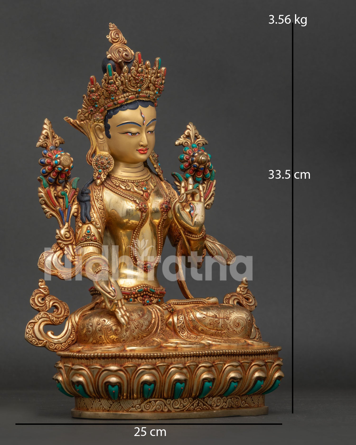 White Tara Statue right view side showing handcrafted Buddhist artwork from Nepal