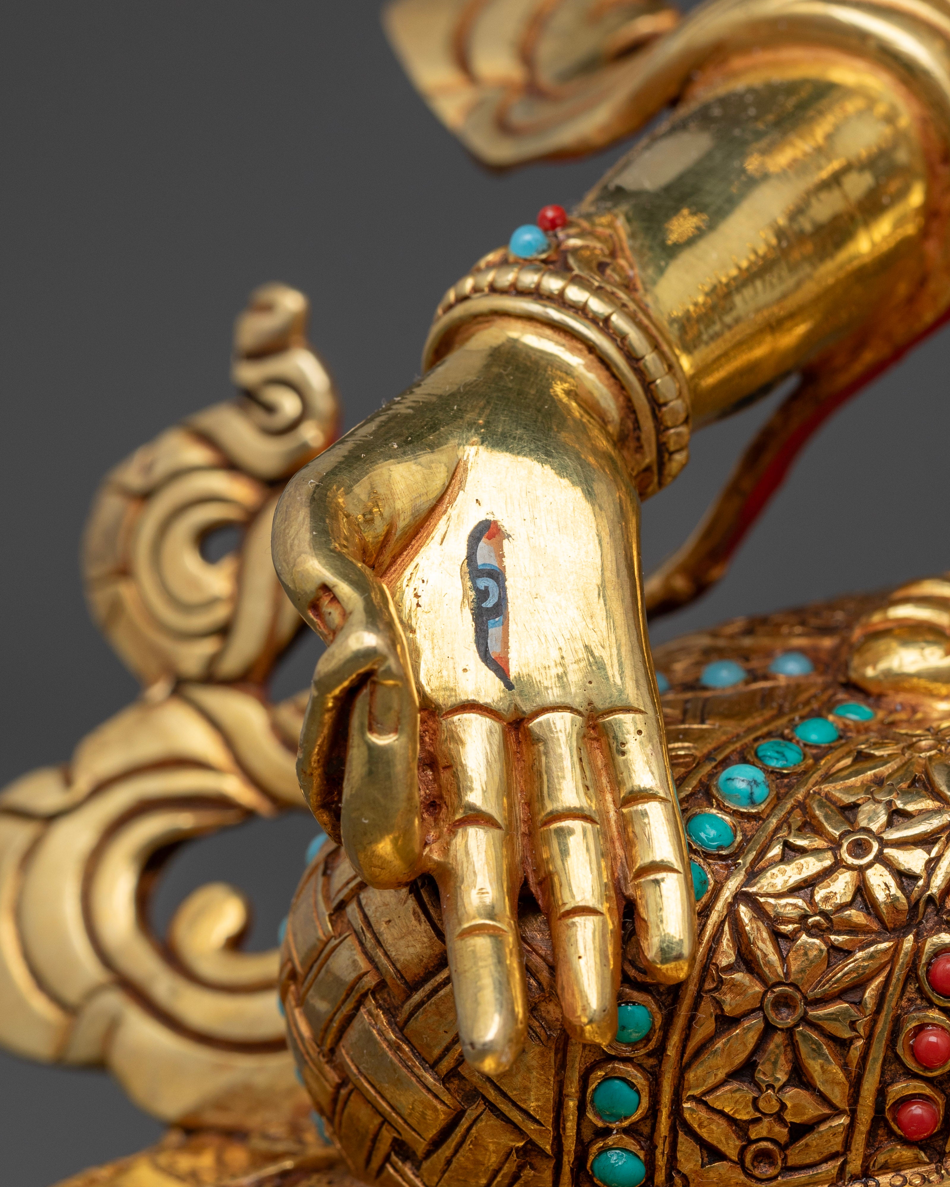 the eye in the palm of white tara statue