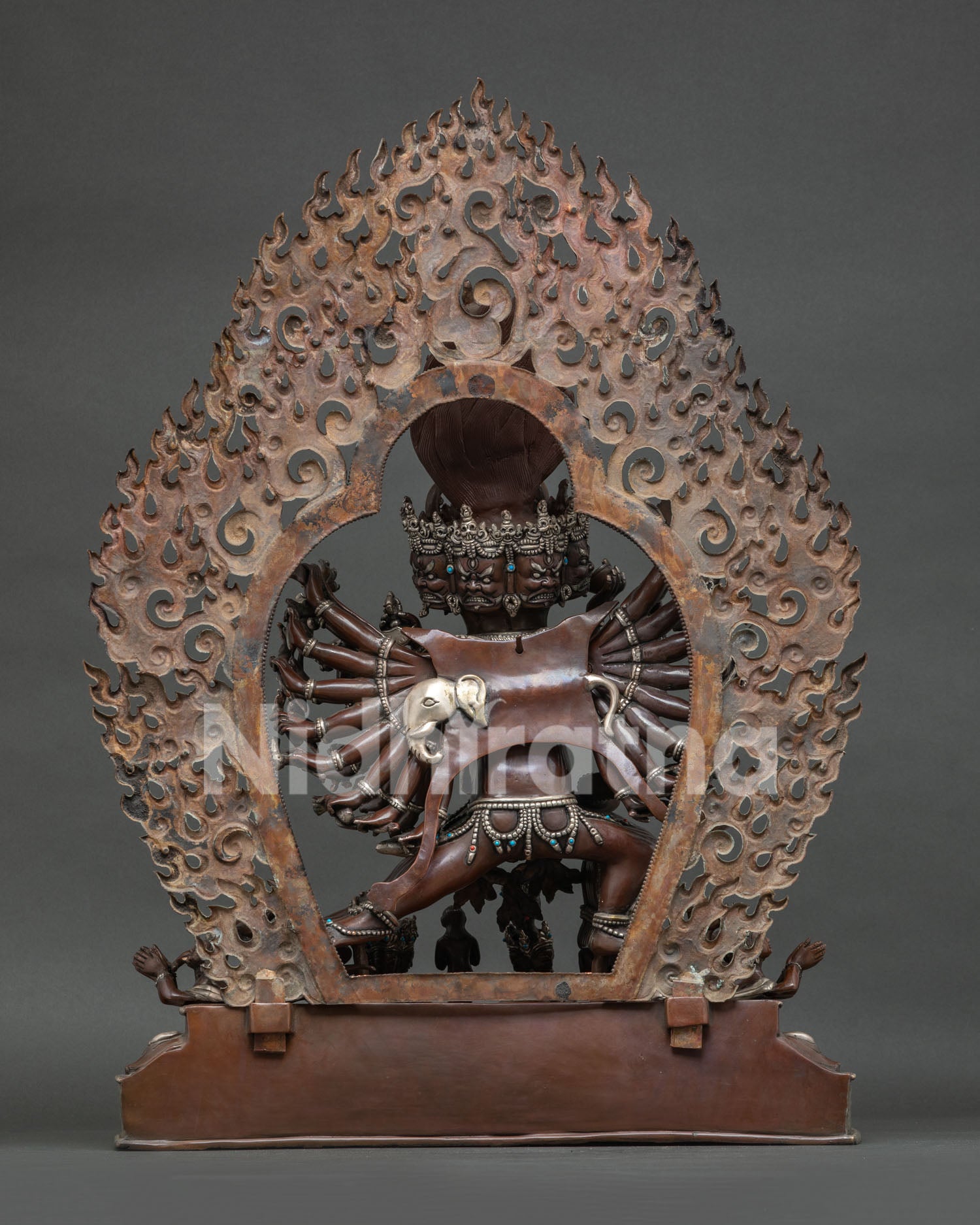 Yamantaka Yab-Yum statue back view with ornate halo and details