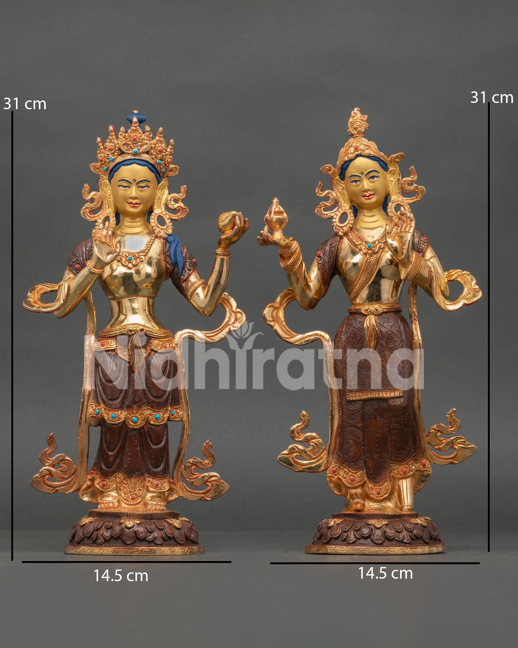 Yeshe Tsogyal and Mandarava statue handcrafted by Newari artisans in Patan, Nepal