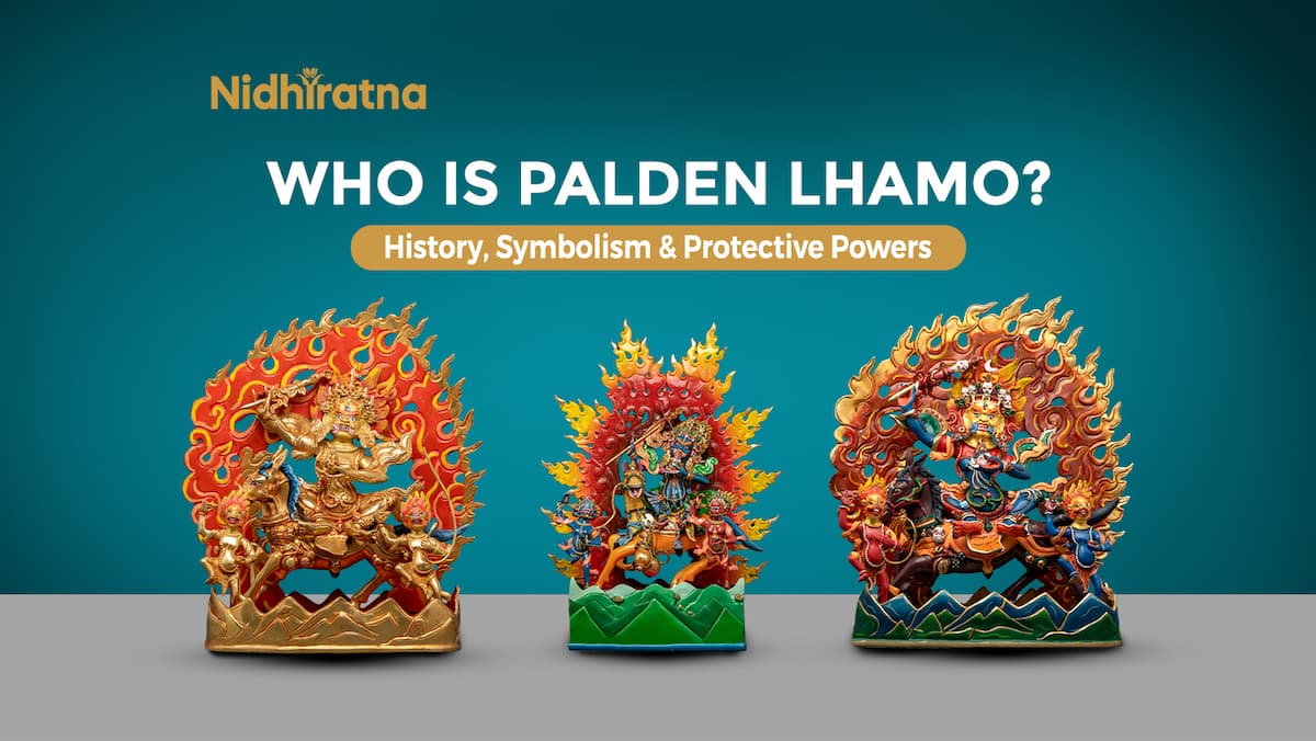 Palden Lhamo fierce protector deity in Tibetan Buddhism with symbolic attributes
