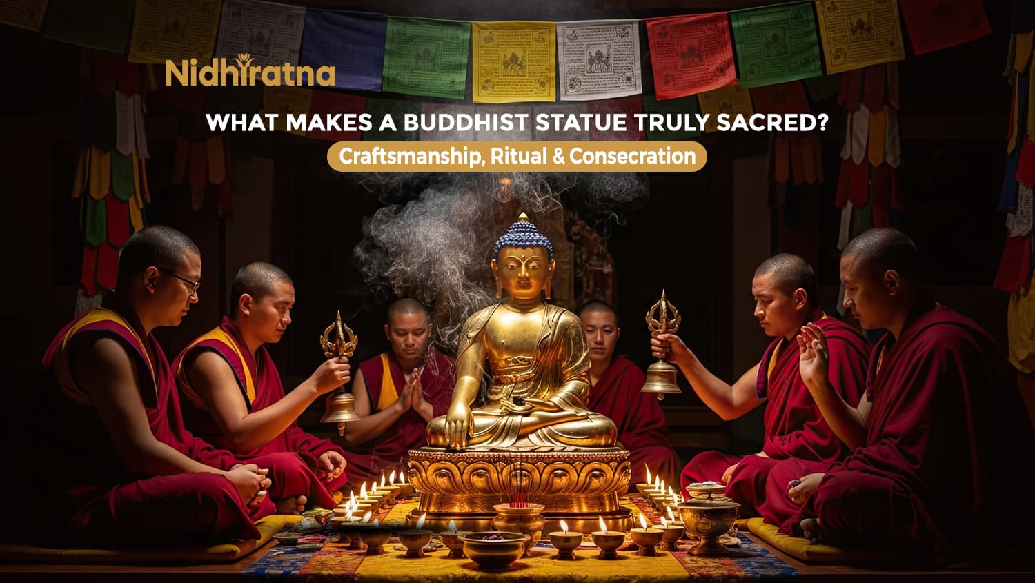 Consecrated Buddhist statue representing the fusion of traditional craftsmanship and spiritual ritual