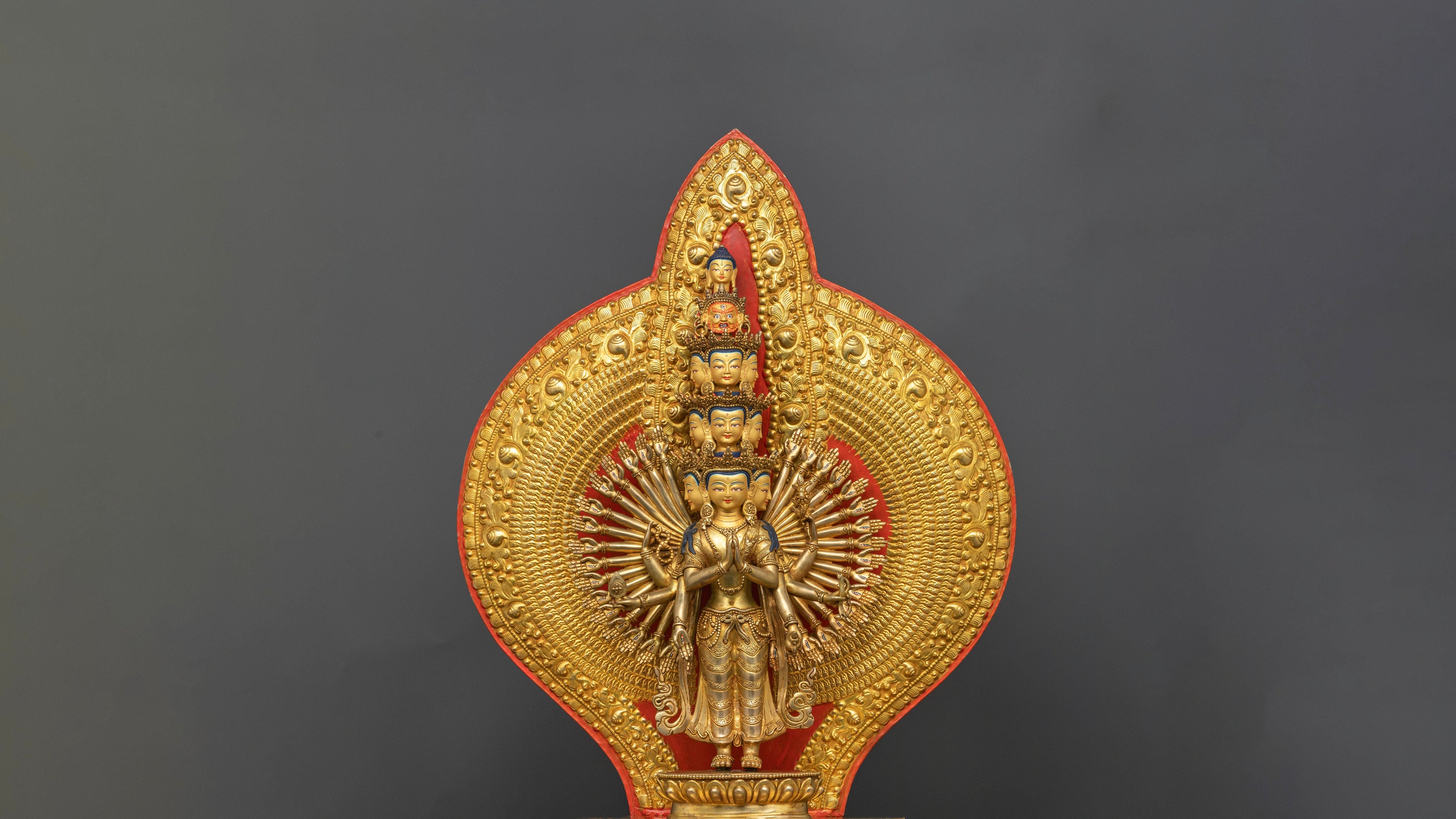 Nidhiratna's gold gilded statue of 1000 armed chenrezig