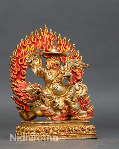 Dorje Legpa snow lion vajra gold fire-gilded Nepalese Buddhist art
